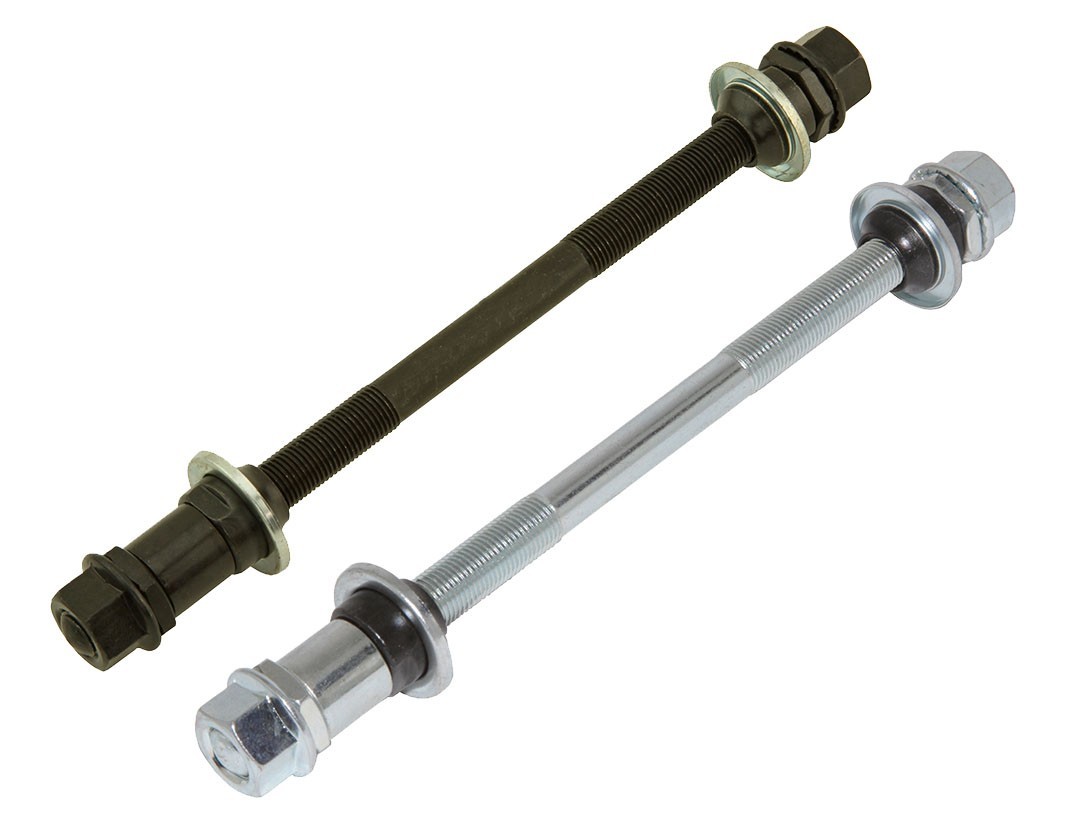 Replacement Bicycle Front Wheel Hub Axle 3/8 x 185mm – Chrome Or Black Finish.