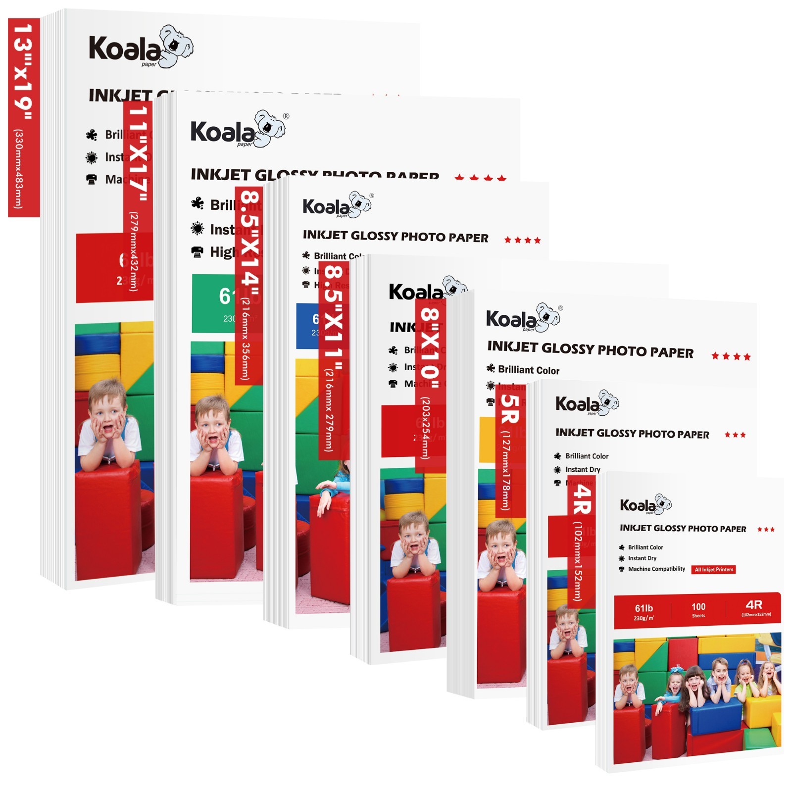 Lot Koala 61lb Glossy Photo Paper 4X6 5X7 8x10 8.5X11 11x17 13x19 Thick Inkjet
