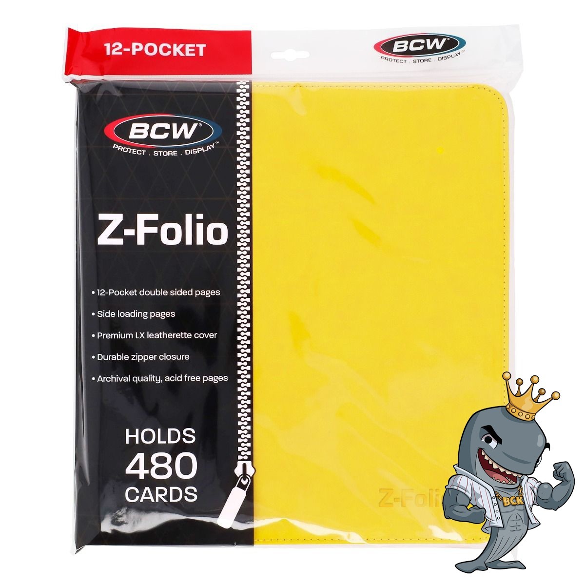BCW Z-Folio 12-Pocket ZIPPER Album - Yellow - FREE SHIP