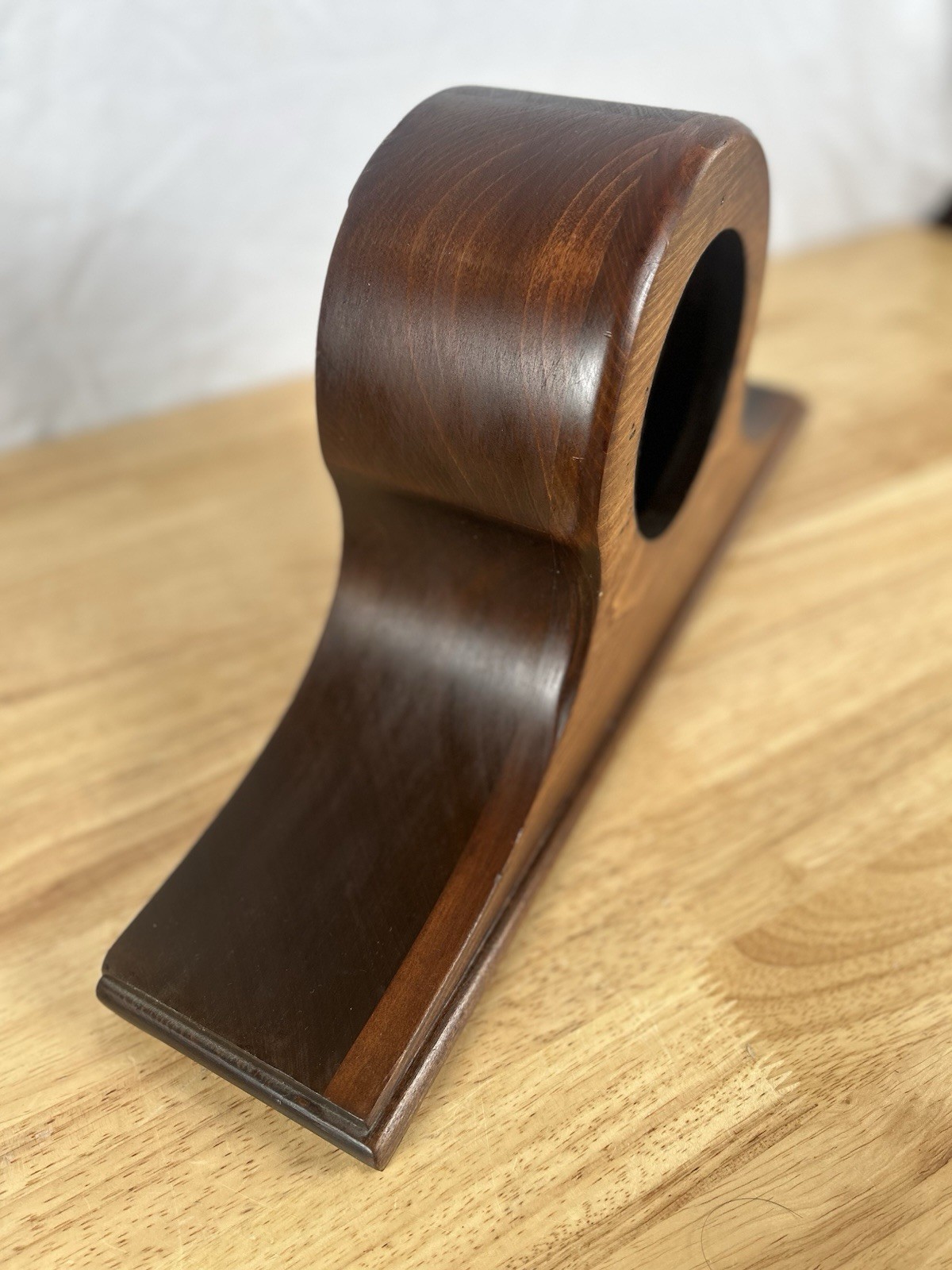 Walnut Humpback Mantle Clock Case Empty 4.5” Hole Solid VTG Antique Parts