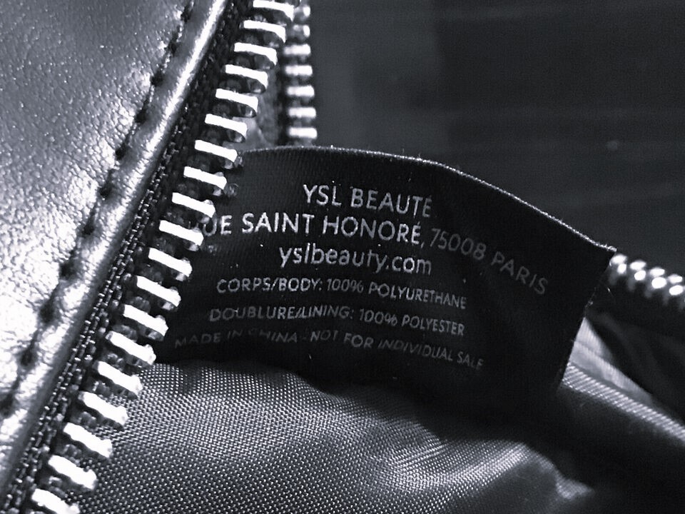 YSL Yves Saint Laurent Black Faux Leather Silver Logo Toiletry Makeup Bag NEW!
