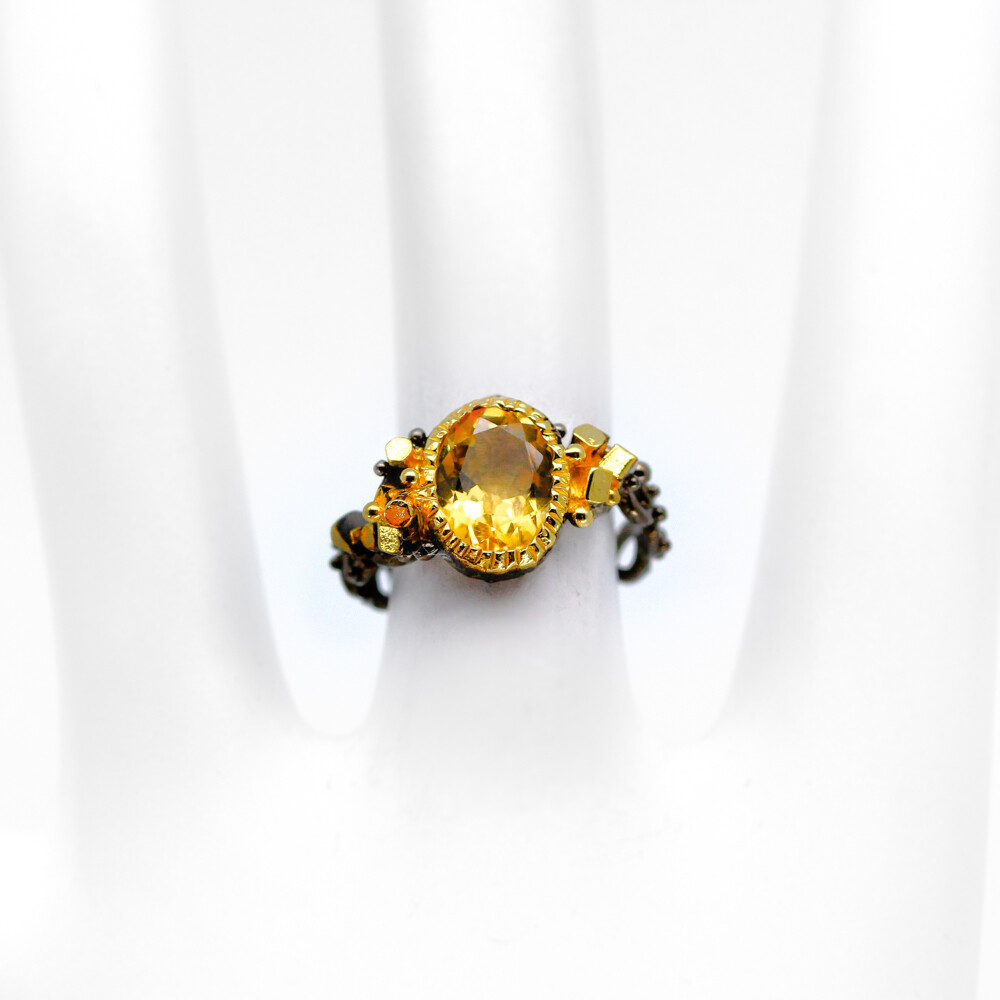 Not Enhanced Citrine 925 Sterling Silver Ring / RVS07