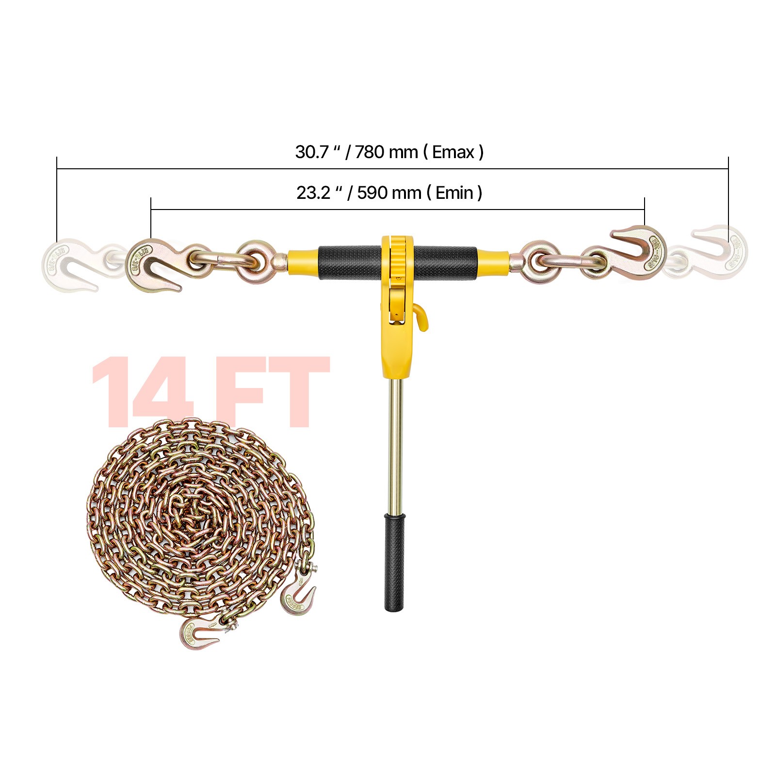 Uimoso 4 Pack Ratchet Chain Binder 5/16"-3/8" G80 Chains Load Binder for Towing