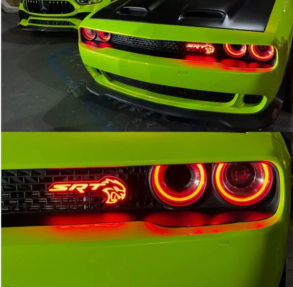 SRT Hellcat Front Grill Badge Emblem Led RGBw Bluetooth Controlled