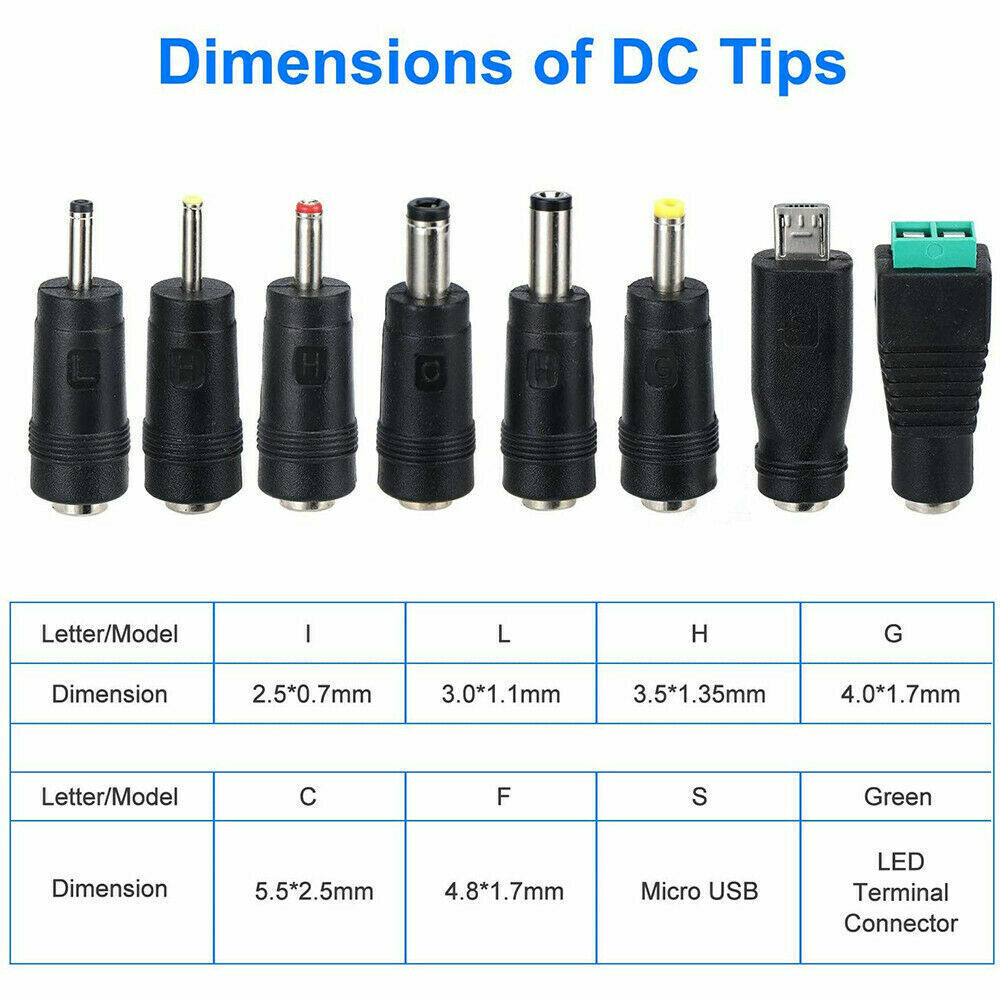 12W 3V-12V Universal AC Adapter Power Supply Wall Charger Cord for DC Charger US