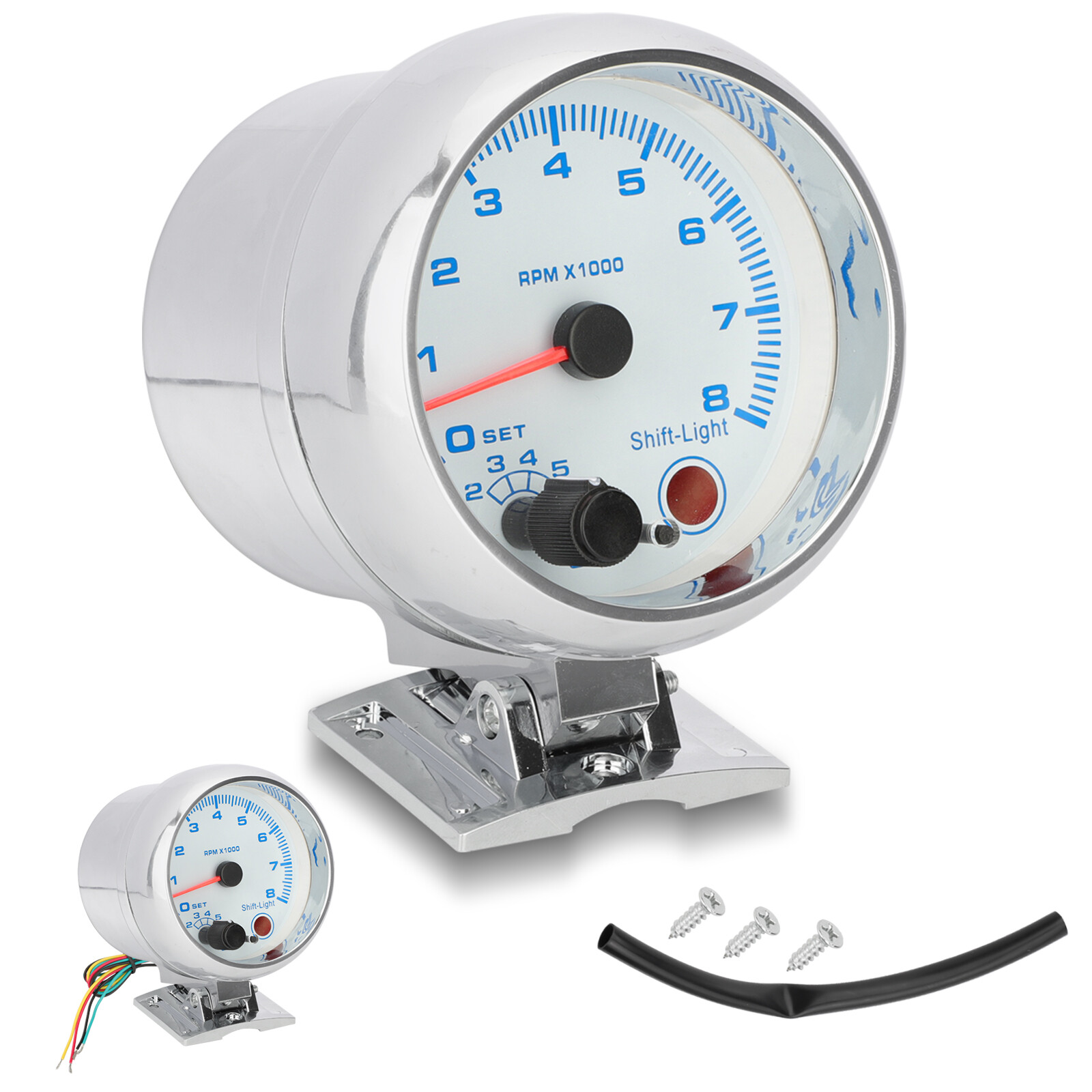 3.75'' 12V Car Tachometer Gauge Meter LED Inter Shift Light 0-8000 RPM Universal