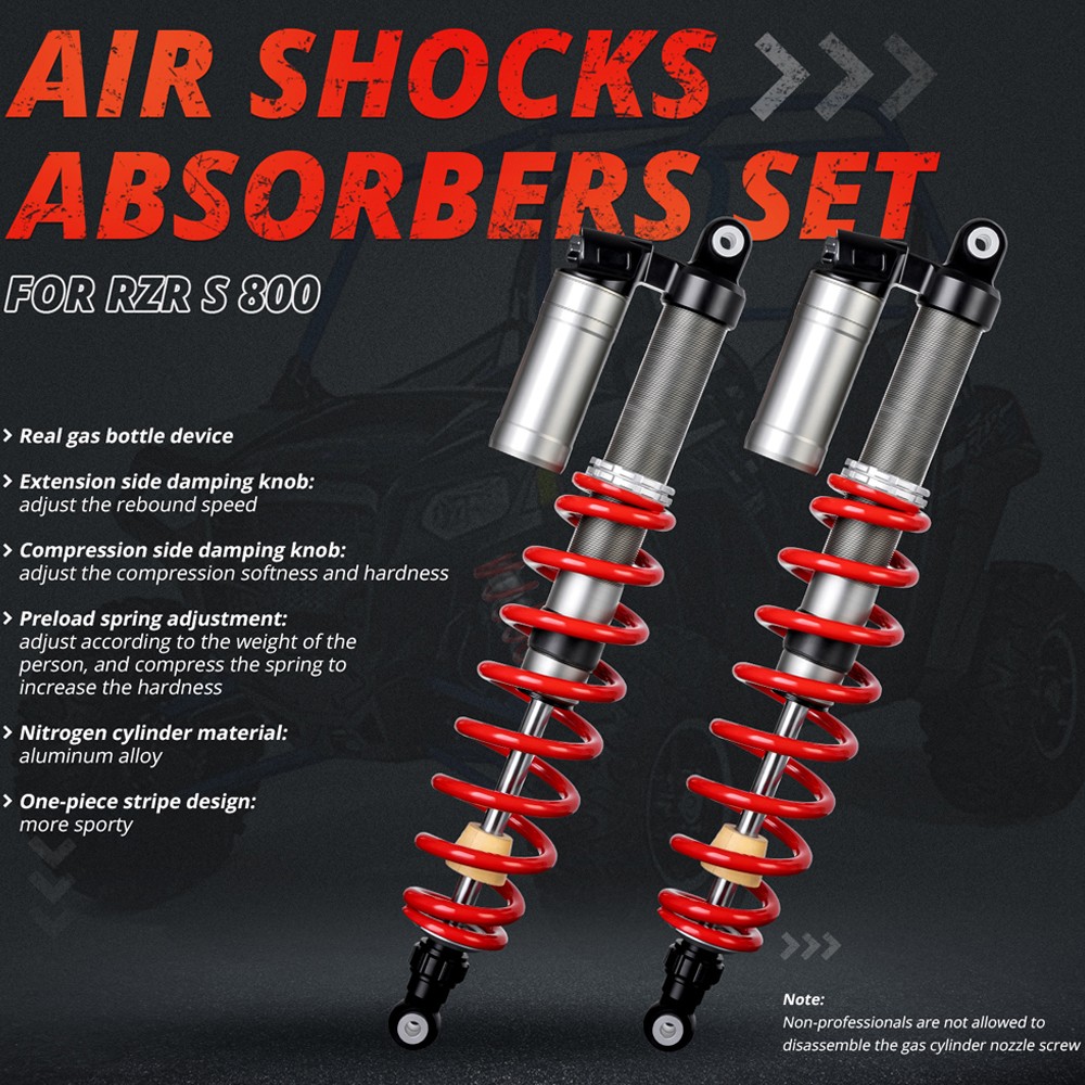 STAGE 5 ADJUSTABLE REAR AIR SHOCKS ABSORBERS FOR POLARIS RZR 800 S EFI 2009-2014