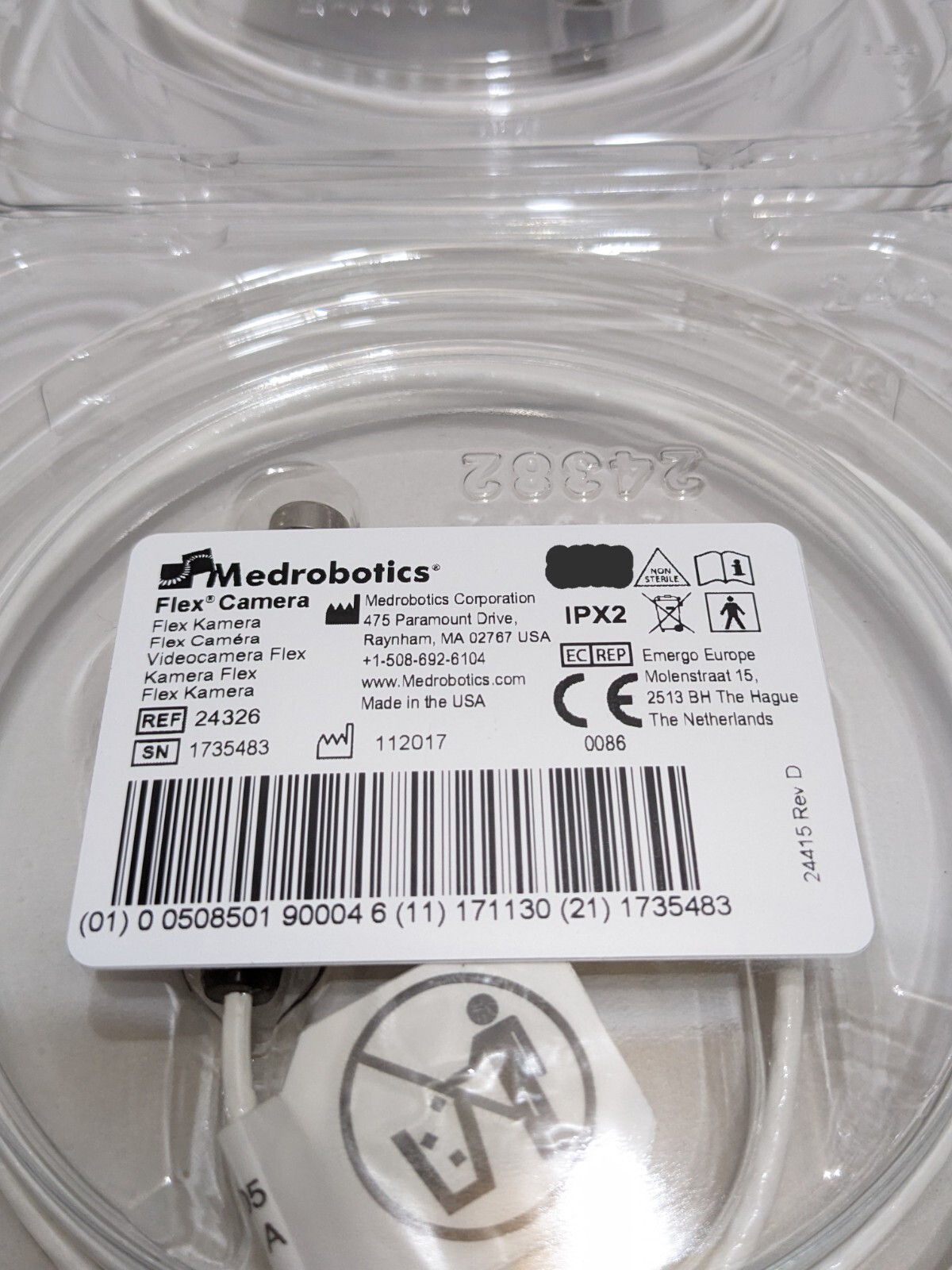 Medrobotics 720P HD 2D Camera for FLEX System Robotic Surgery Endoscopic Video