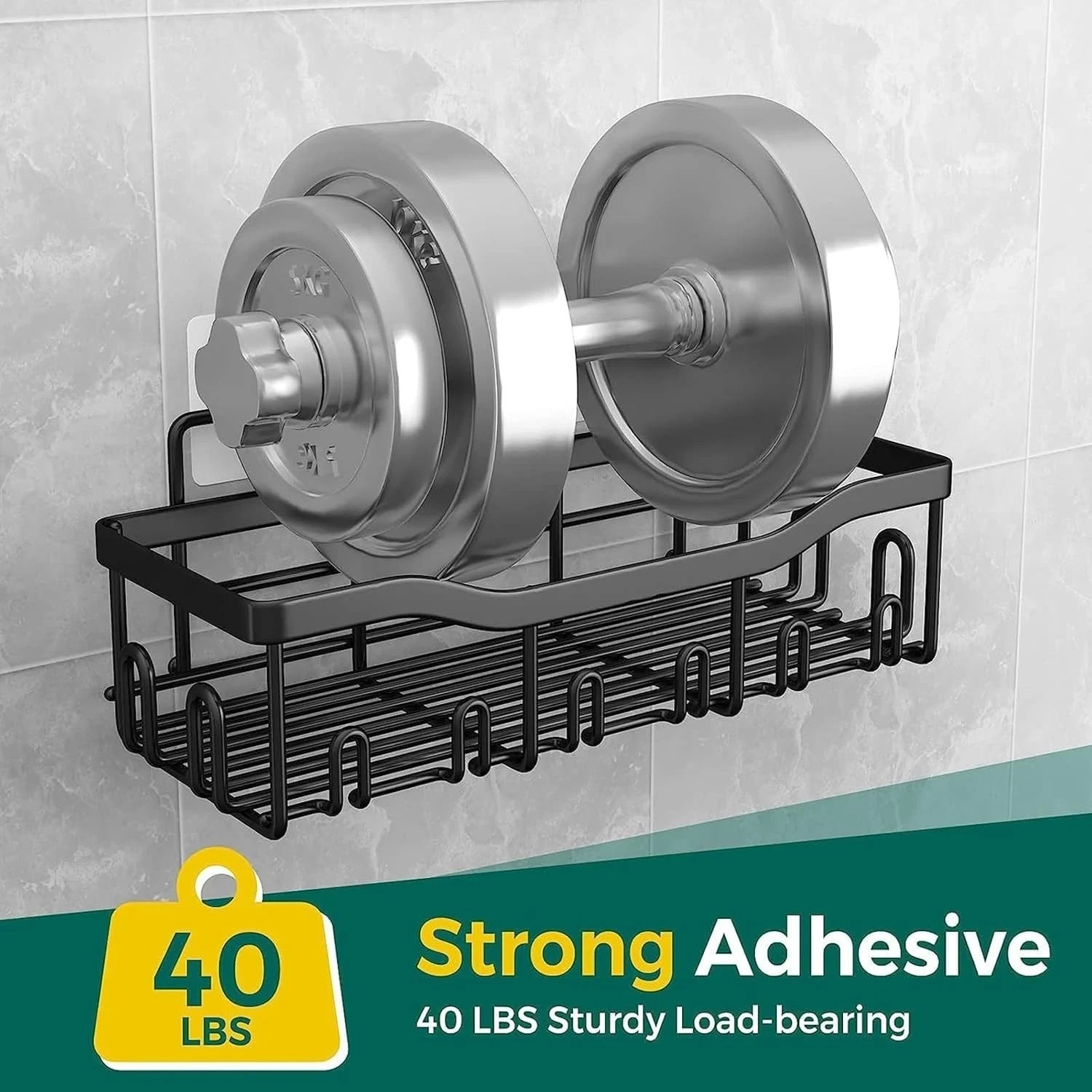 5 Pack/Set Shower Caddy Adhesive Shower Organizer for Bathroom & Kitchen | Black