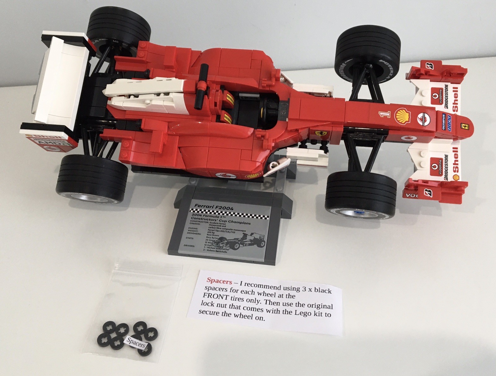 Replacement Lego Icons Ferrari F2004 Michael Schumacher Bridgestone Wheels
