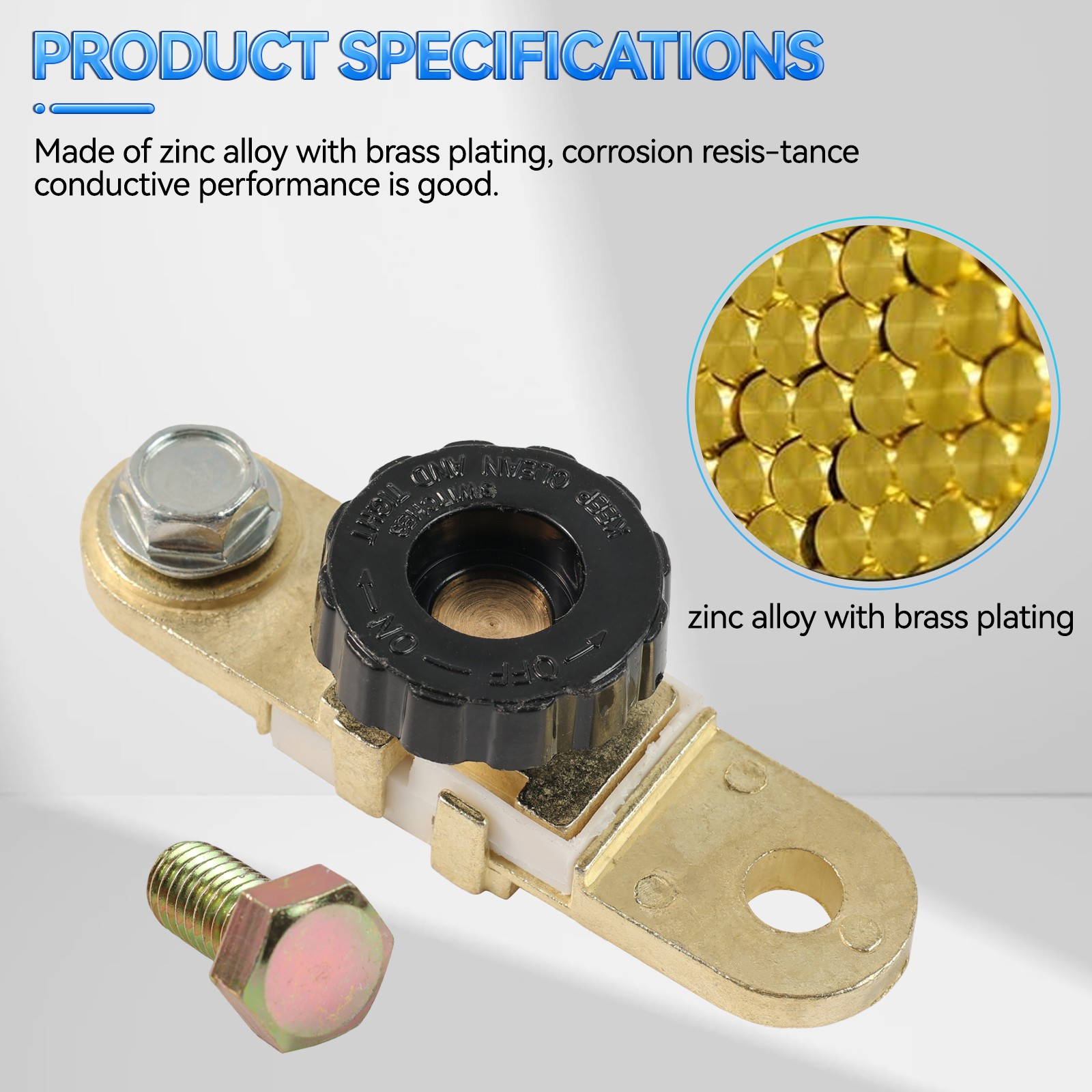 Battery Terminal Quick Disconnect Switch Side Post Battery Shut/ Cut Off Brass