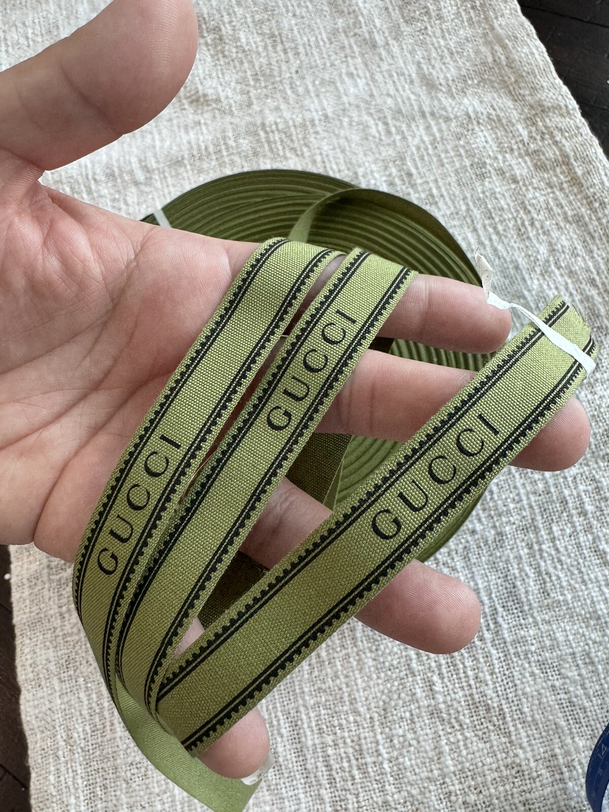 Authentic GUCCI Ribbon Green With Logo 100 Meters (120 Yards) Roll x 16mm NEW