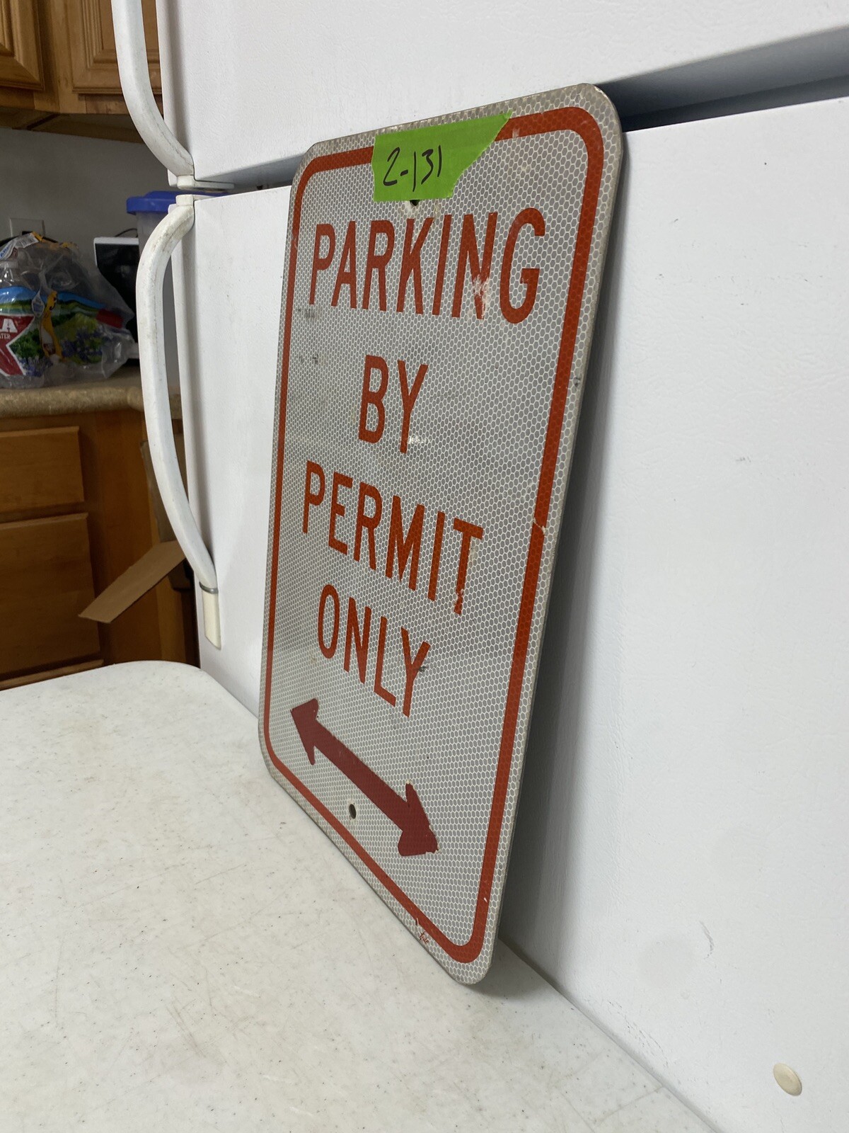 Street Traffic Road Sign Authentic Retired (Parking Permit Only) 12"X18" 2-131
