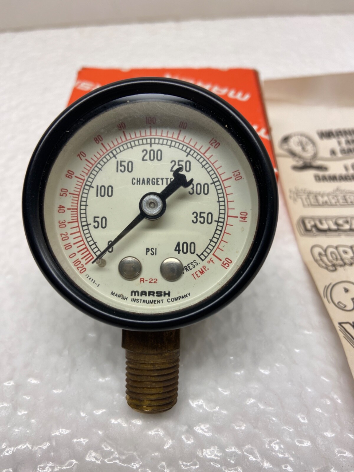 MARSH PRESSURE TEMPERATURE GAUGE ~ NOS ~ #J1460M 2" ~ 1/4BM ~ 400/KPA STEAMPUNK