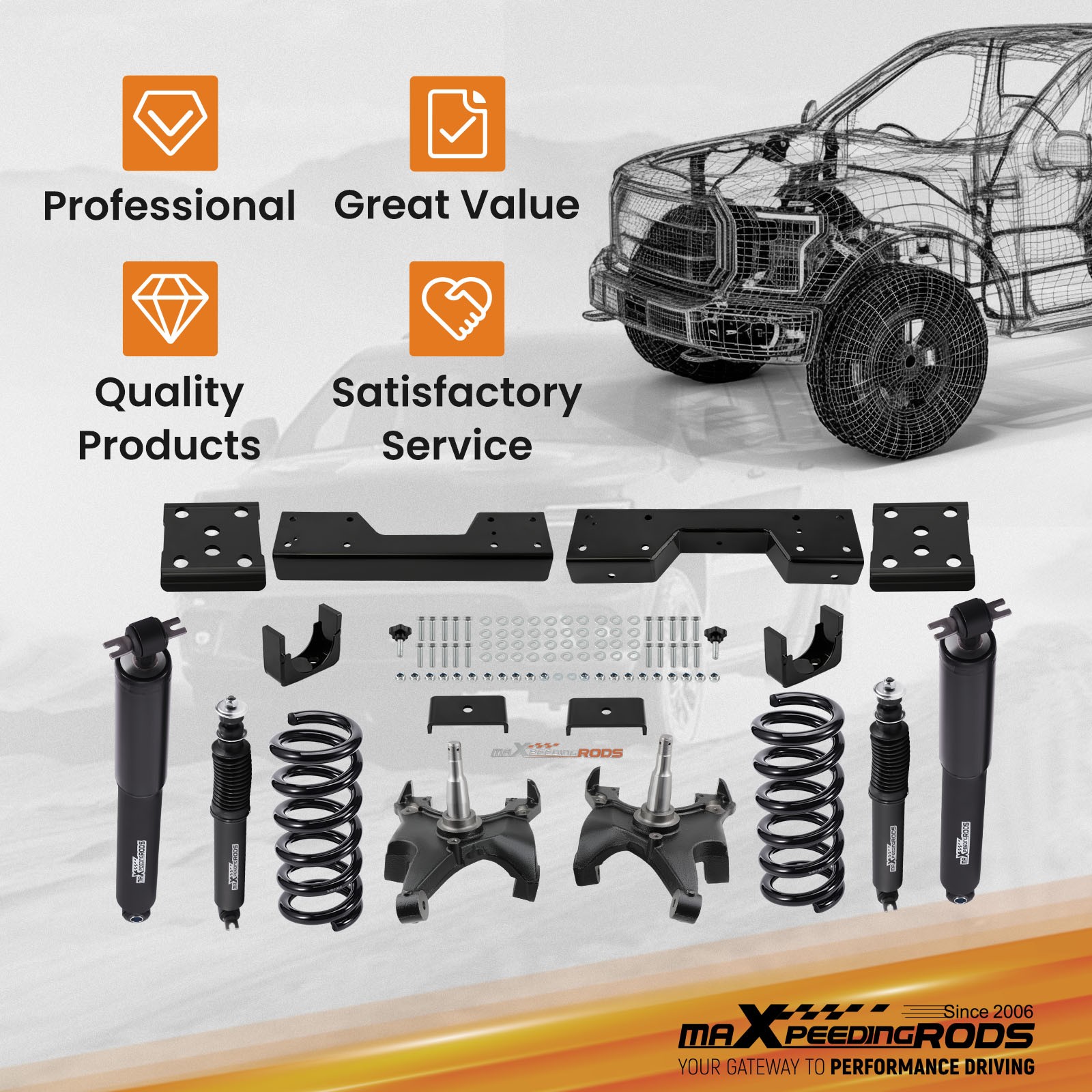 4/6" Drop Suspension Kit For Chevy Silverado Gmc Sierra C1500 1988-98 V8