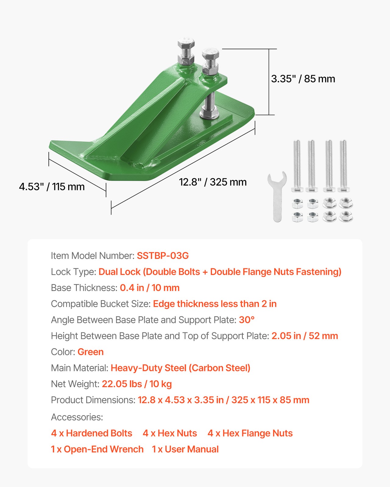 Tractor Bucket Protector 2PCS Heavy Duty Bucket Edge Protectors (Green)