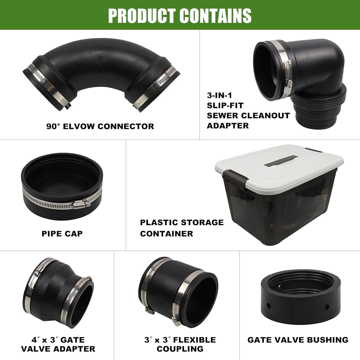RV and Camper Sewer Waste Plumbing Connection System Kit Compatible with 3" PVC