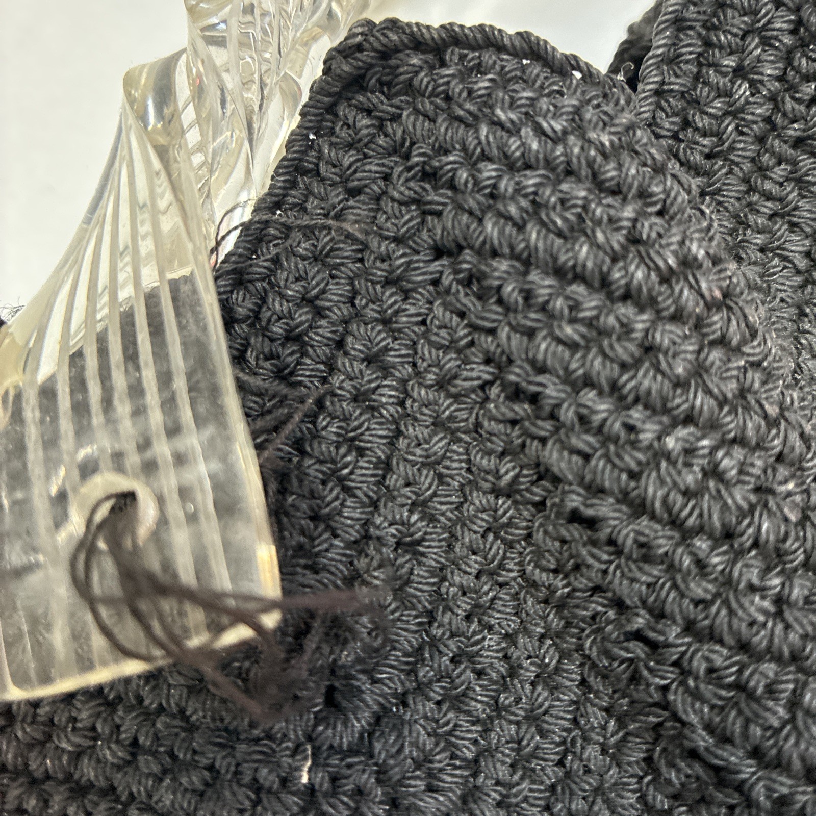 1930s Art Deco Crochet Handbag Clear Lucite Style Handle Provenance Depression