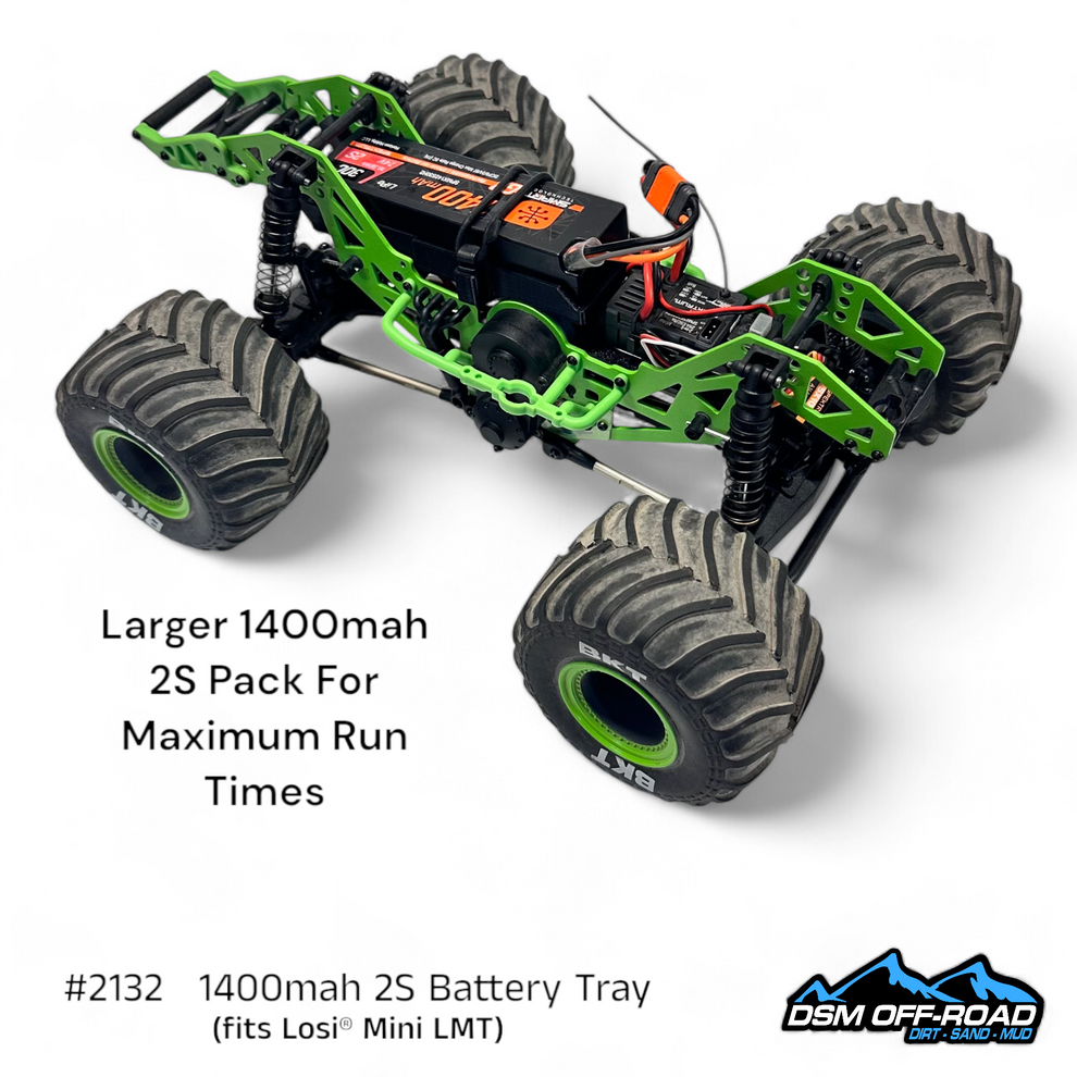 1400mah 2S Battery Tray (Fits Losi® Mini LMT) Works with stock 810mah 2s Lipo