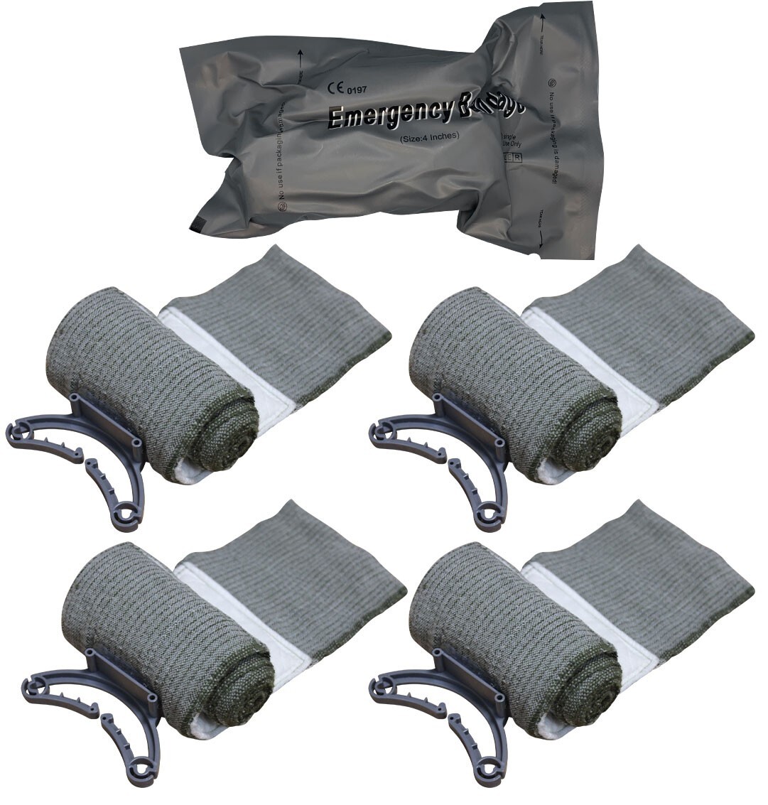 Endure Military First Aid Bandage, 5 Pack Israeli Style Battle Wound Dressing
