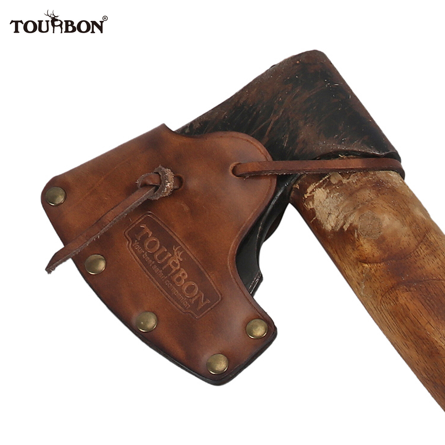 TOURBON Vintage Leather Axe Holster Hatchet Lanyard Blade Sheath Protect Cover