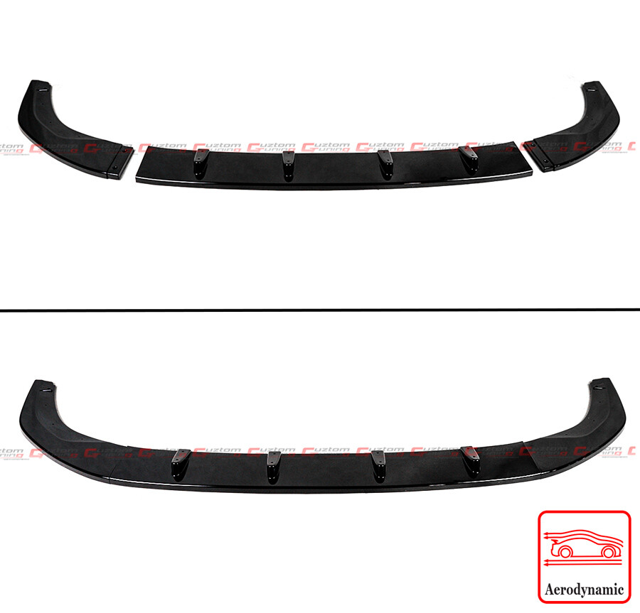 FOR 15-21 VW GOLF R GTI MK7 MK7.5 GLOSS BLACK V STYLE FRONT BUMPER LIP SPLITTER