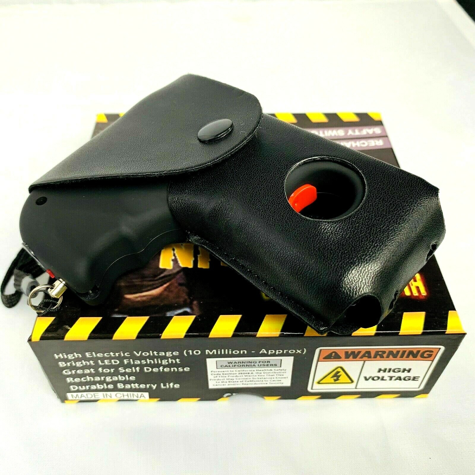 Defender Stun Gun Tactical High Powered LED Light W/ Safety Switch and Case Blac