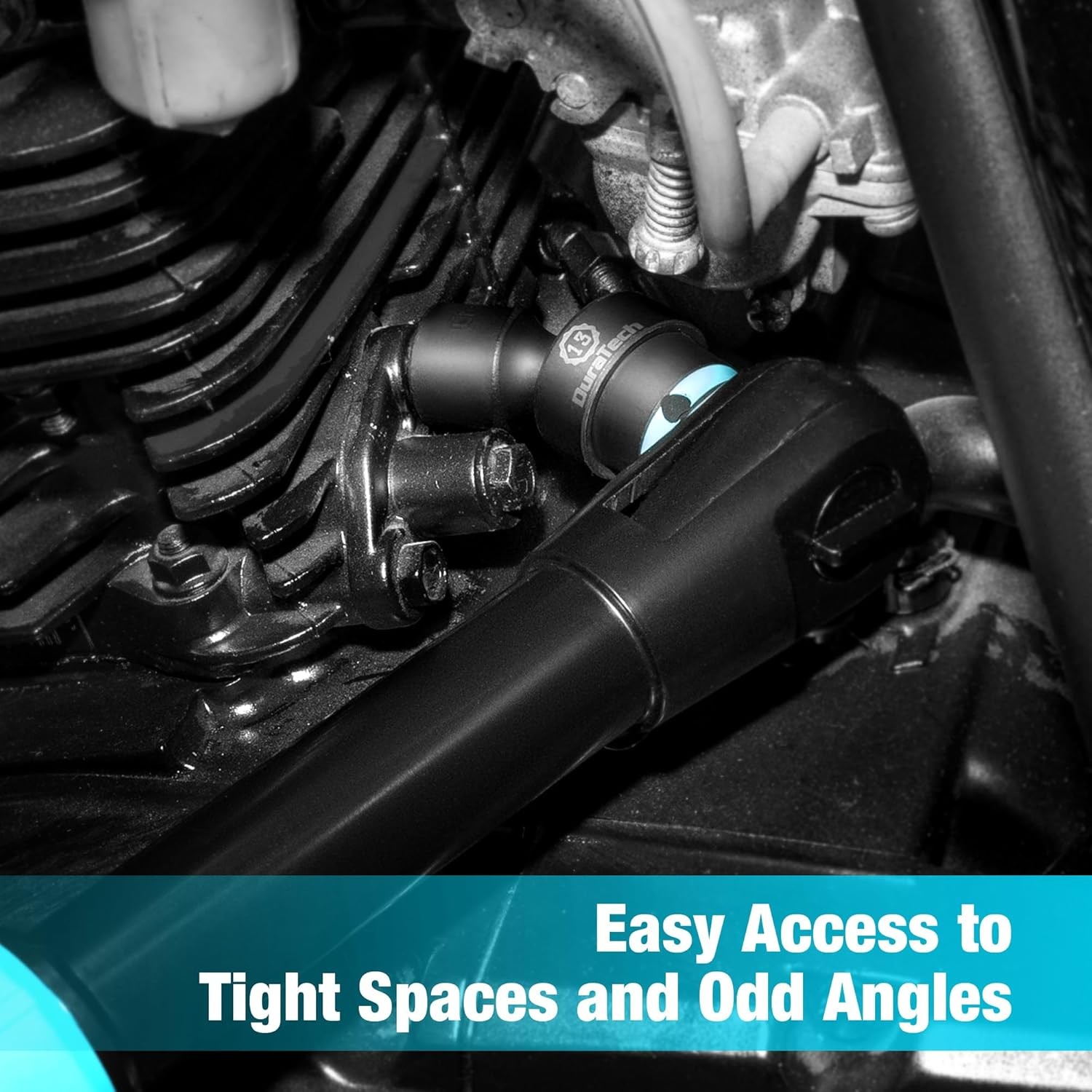 DURATECH 16PC 3/8" Drive Shallow Impact Swivel Socket Set Wobble Metric 8mm-24mm