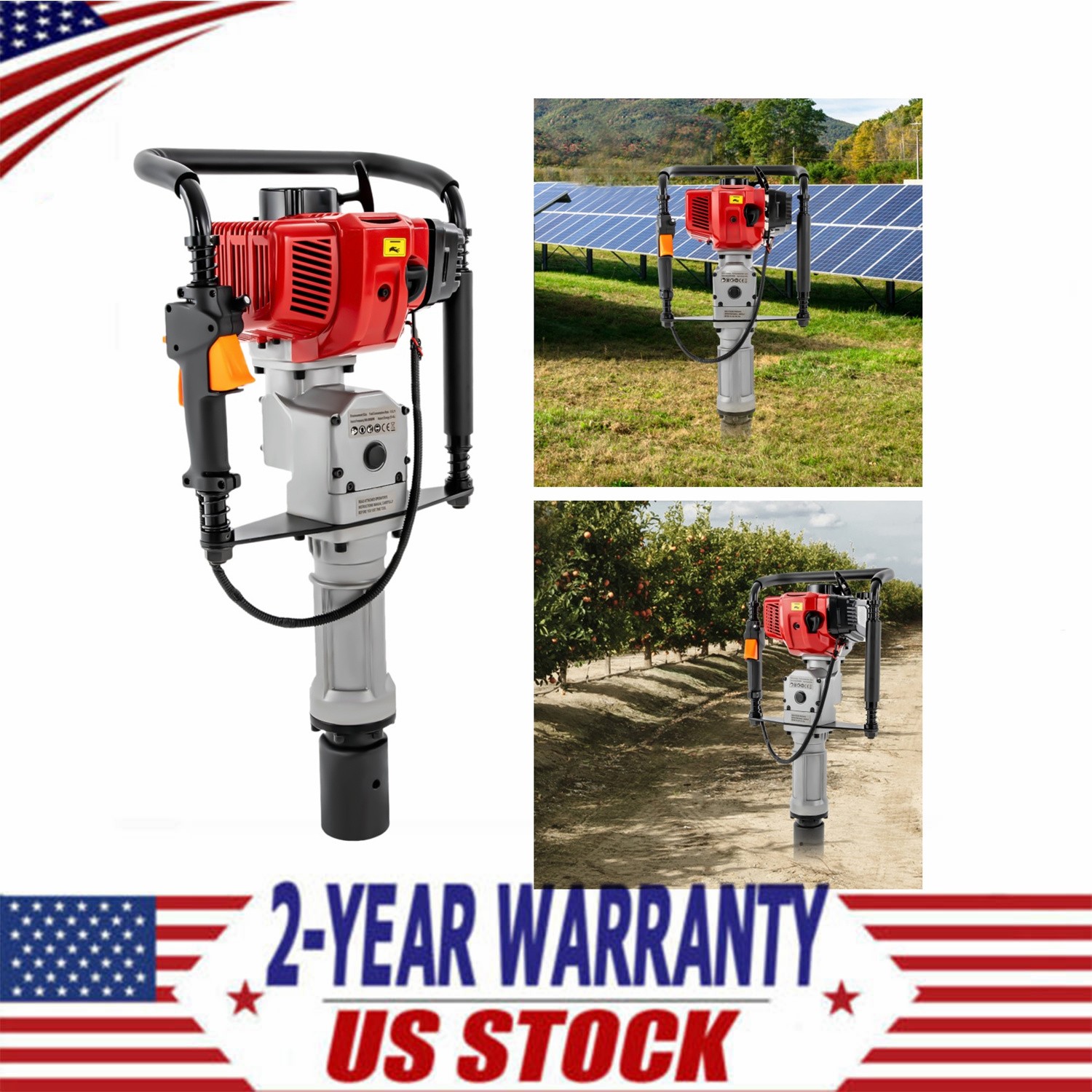 52cc 2 Stroke Heavy Duty Gasoline Gas Powered T-Post Driver Engine Push Pile New
