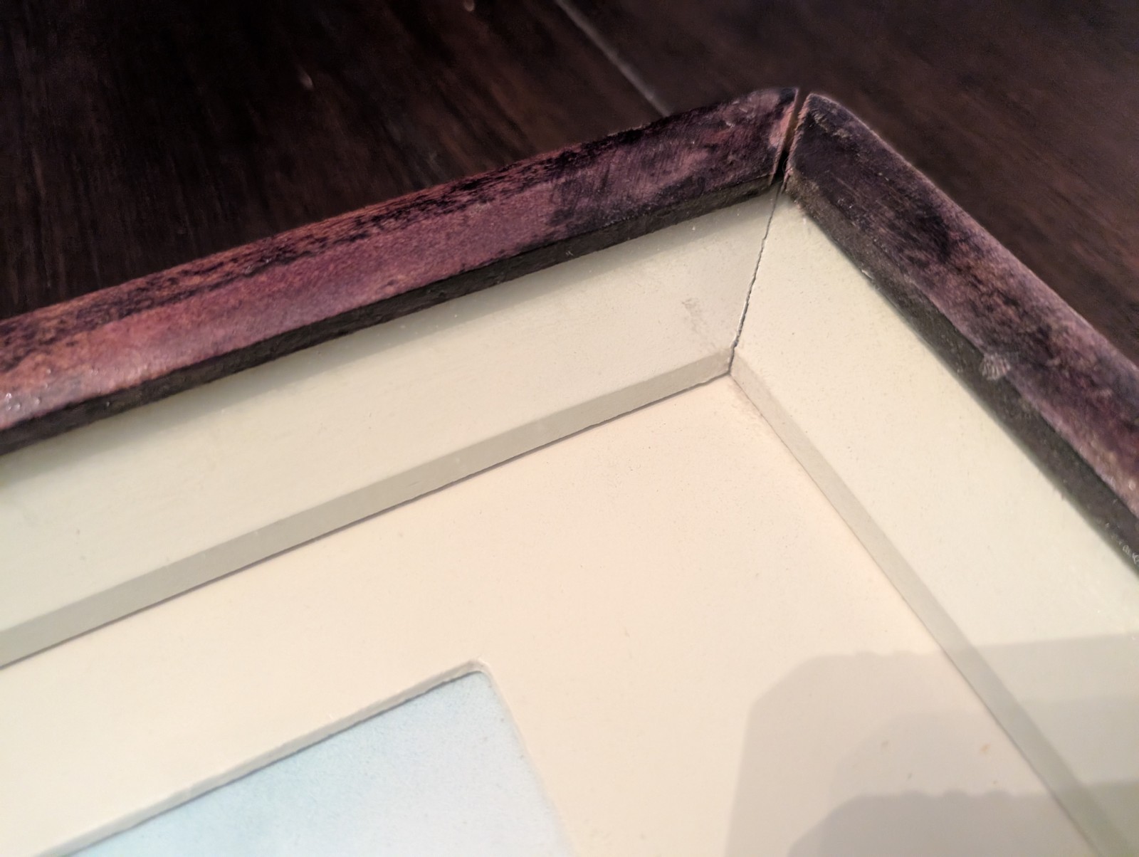 Vintage Chinese Mother Of Pearl Shell Porcelain Landscape 3D Painting Wood Frame