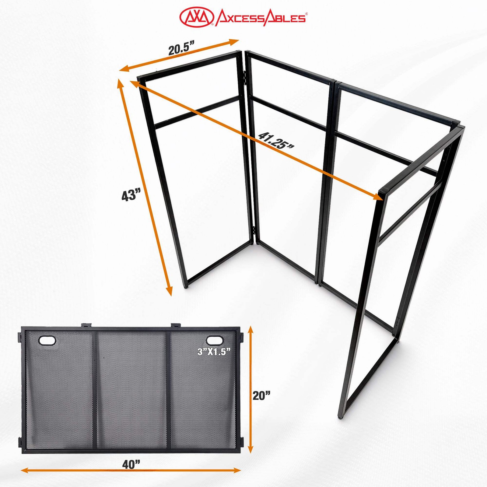 AxcessAbles Portable DJ Facade Booth Table with White Scrim & Carry Case