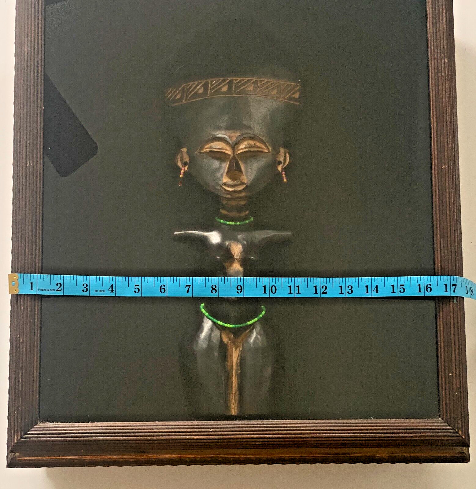 Vintage African Tribal Figure Statue Maternity Fertility Framed Shadow Box Large