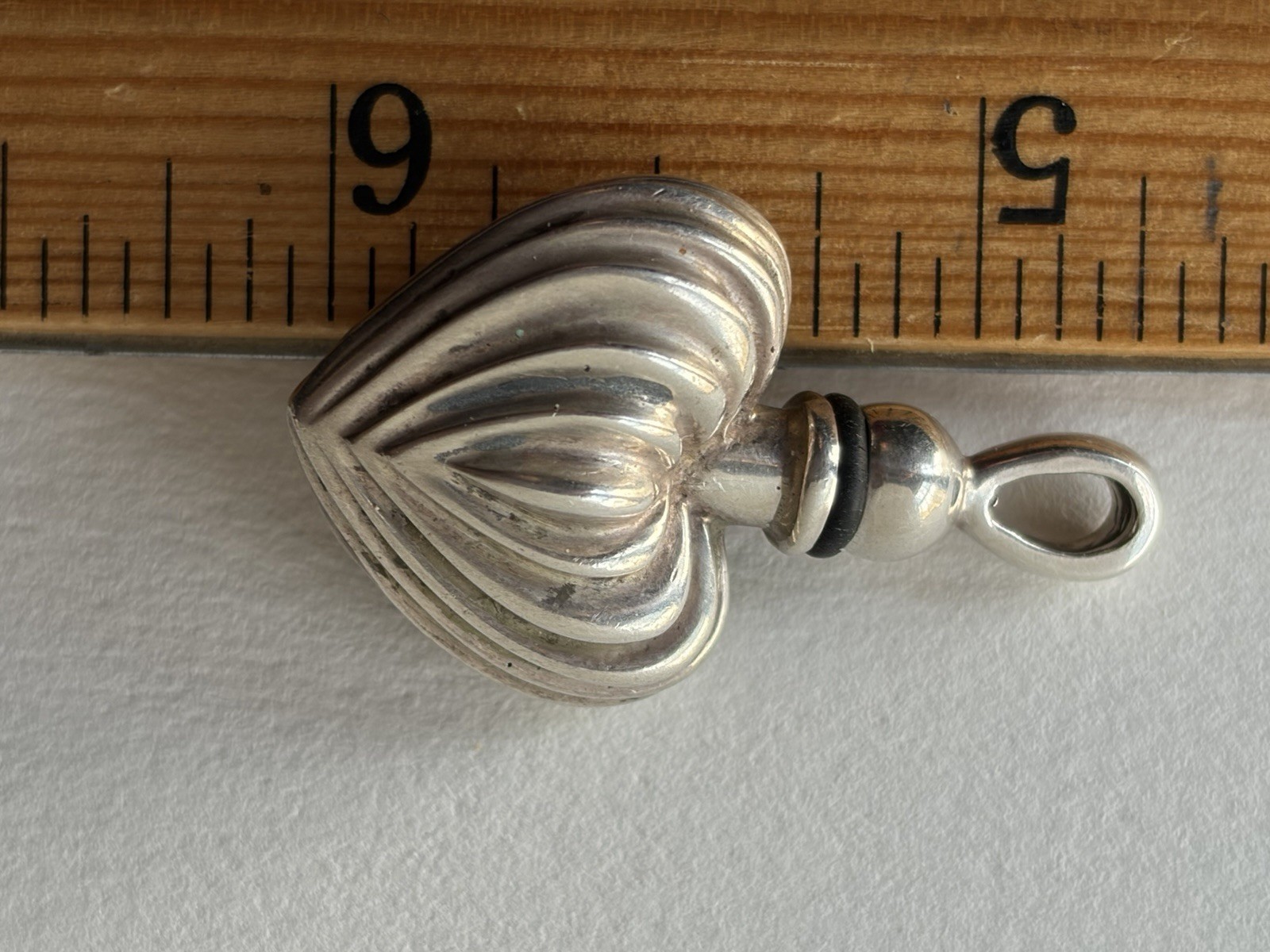 Logos Caviar Sterling Silver Heart Perfume Decanter Pendant