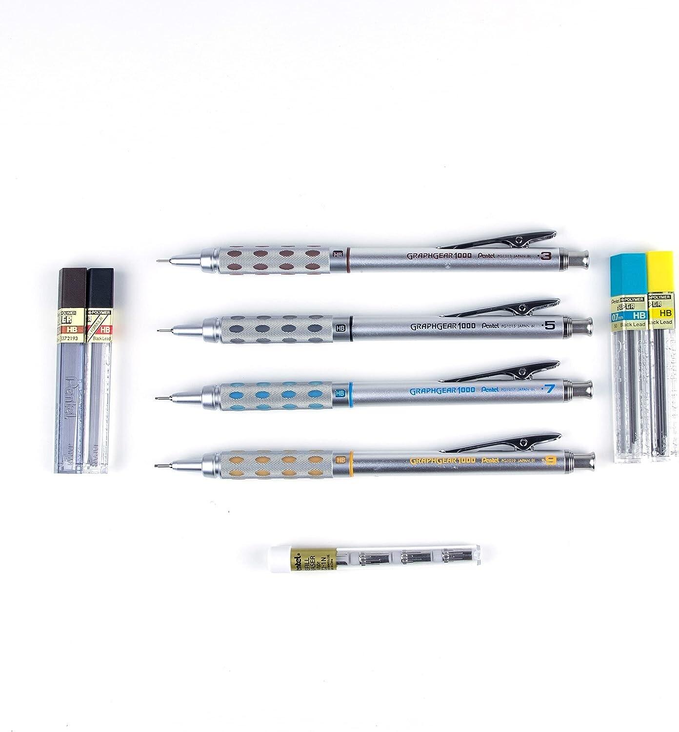 Pentel GRAPHGEAR 1000 Premium Pencils Gift Set with Refill Leads & Erasers