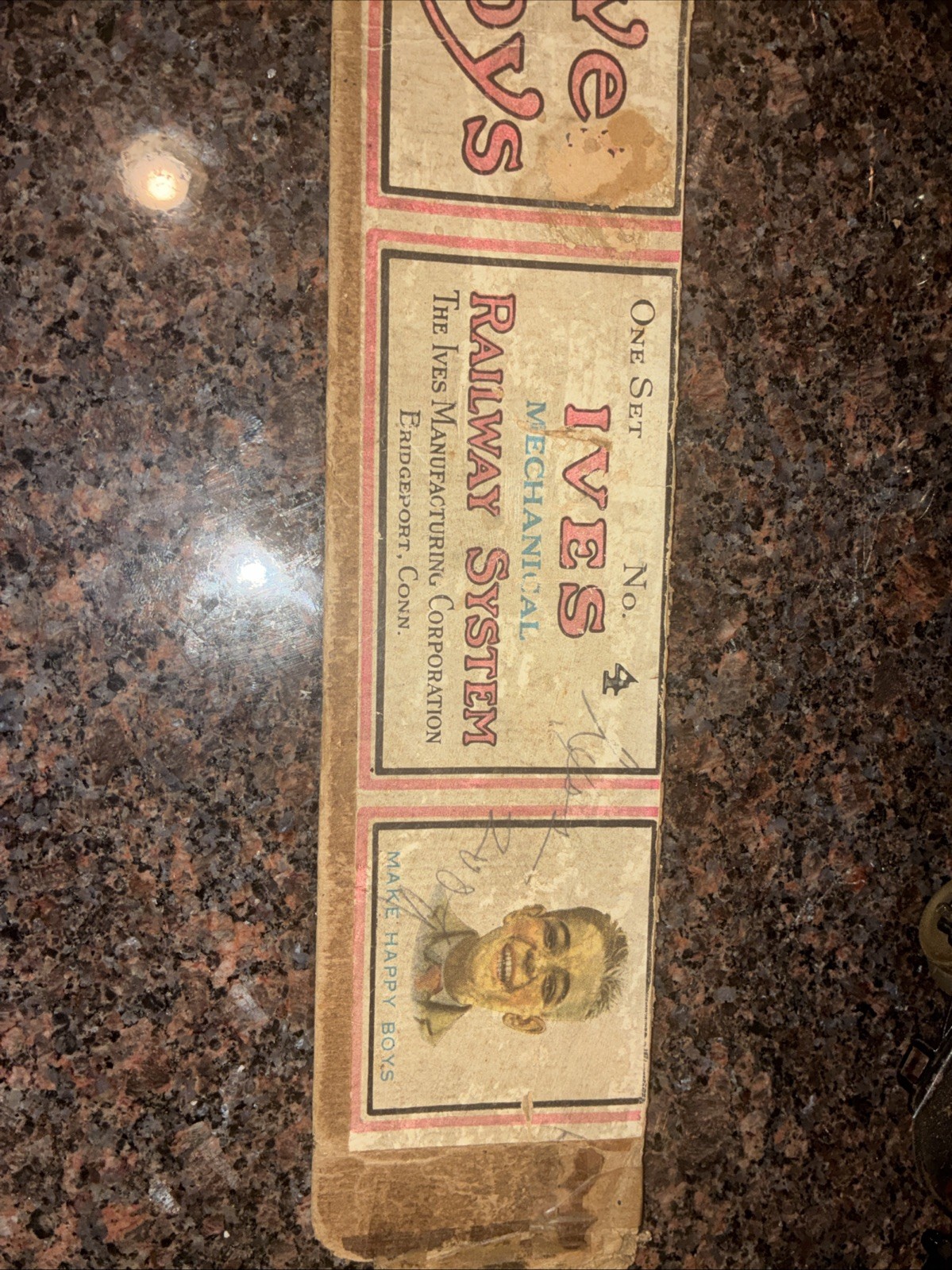 Ives Wind Up Train Set #4, , Box, Tracks, Key, Orig Paint, Running