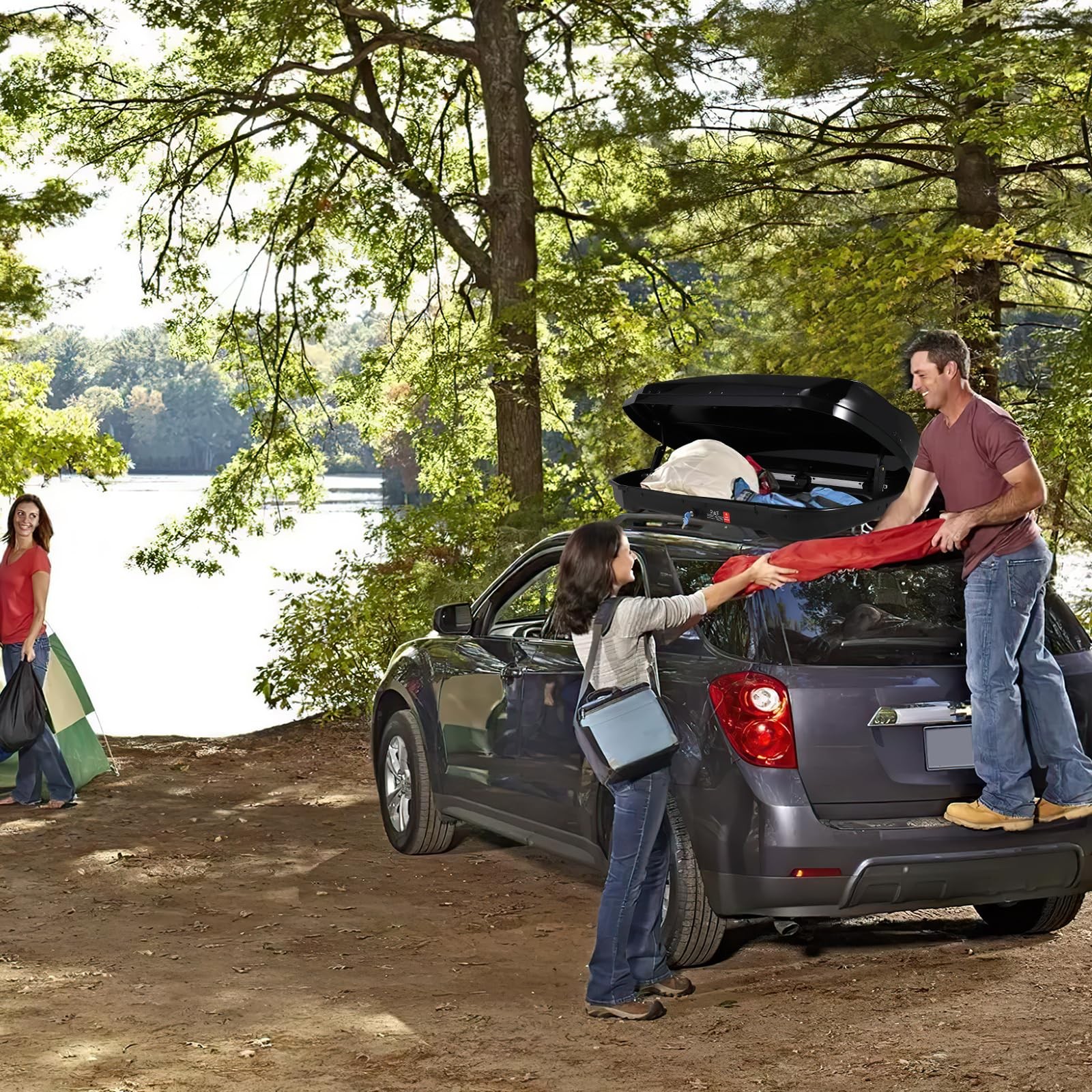 Hard Shell Roof Top Cargo Carrier, 12.4 Cu.Ft Waterproof Car Roof Storage Box