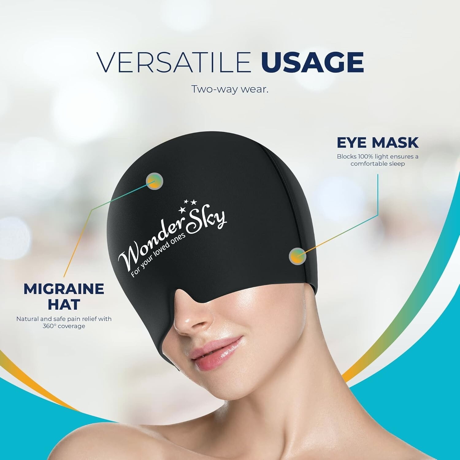 Headache and Migraine Relief Cap Top Coverage Ice Head Wrap Cold Therapy Medium