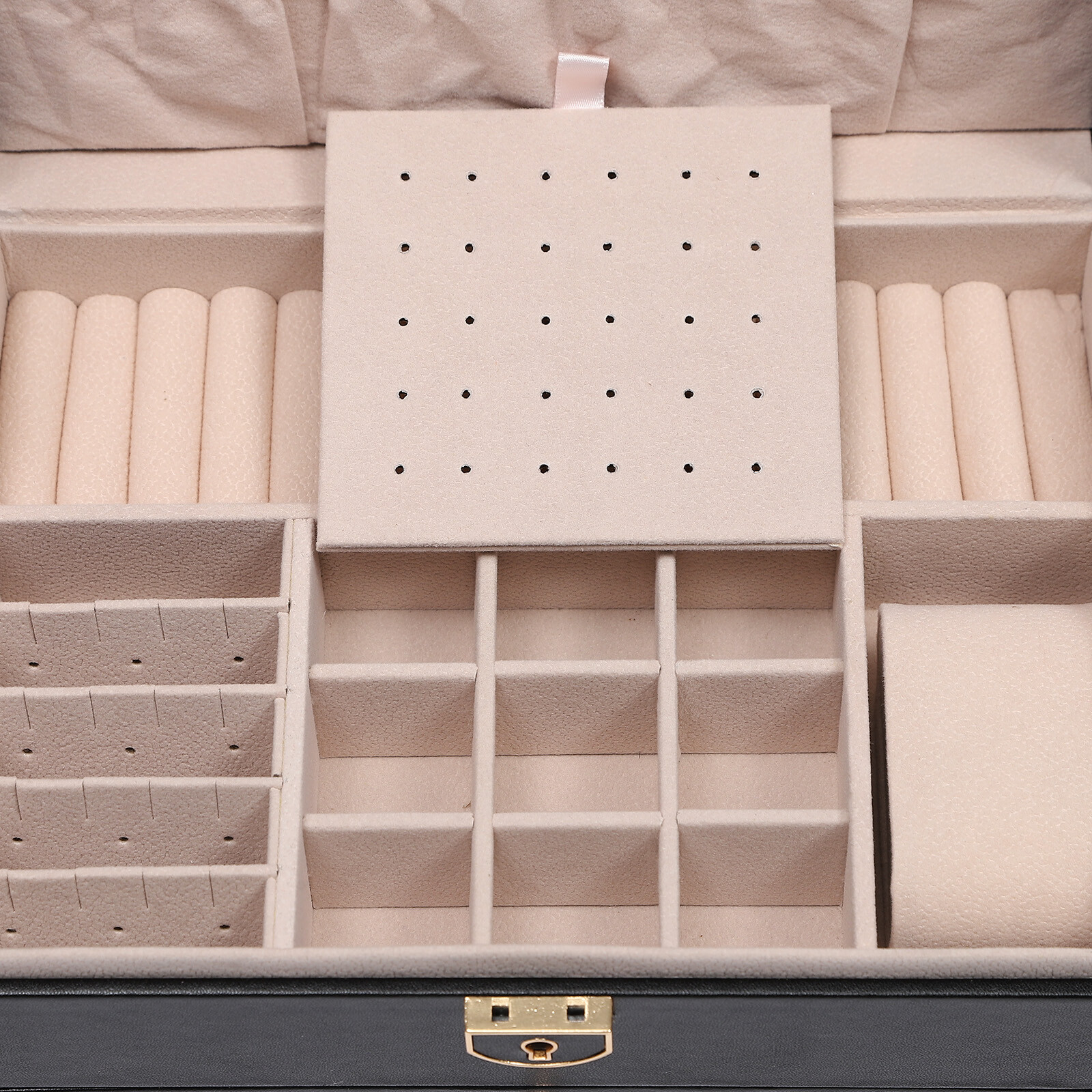 3-Layer Lockable Jewelry Box Organizer with Velveteen Lining