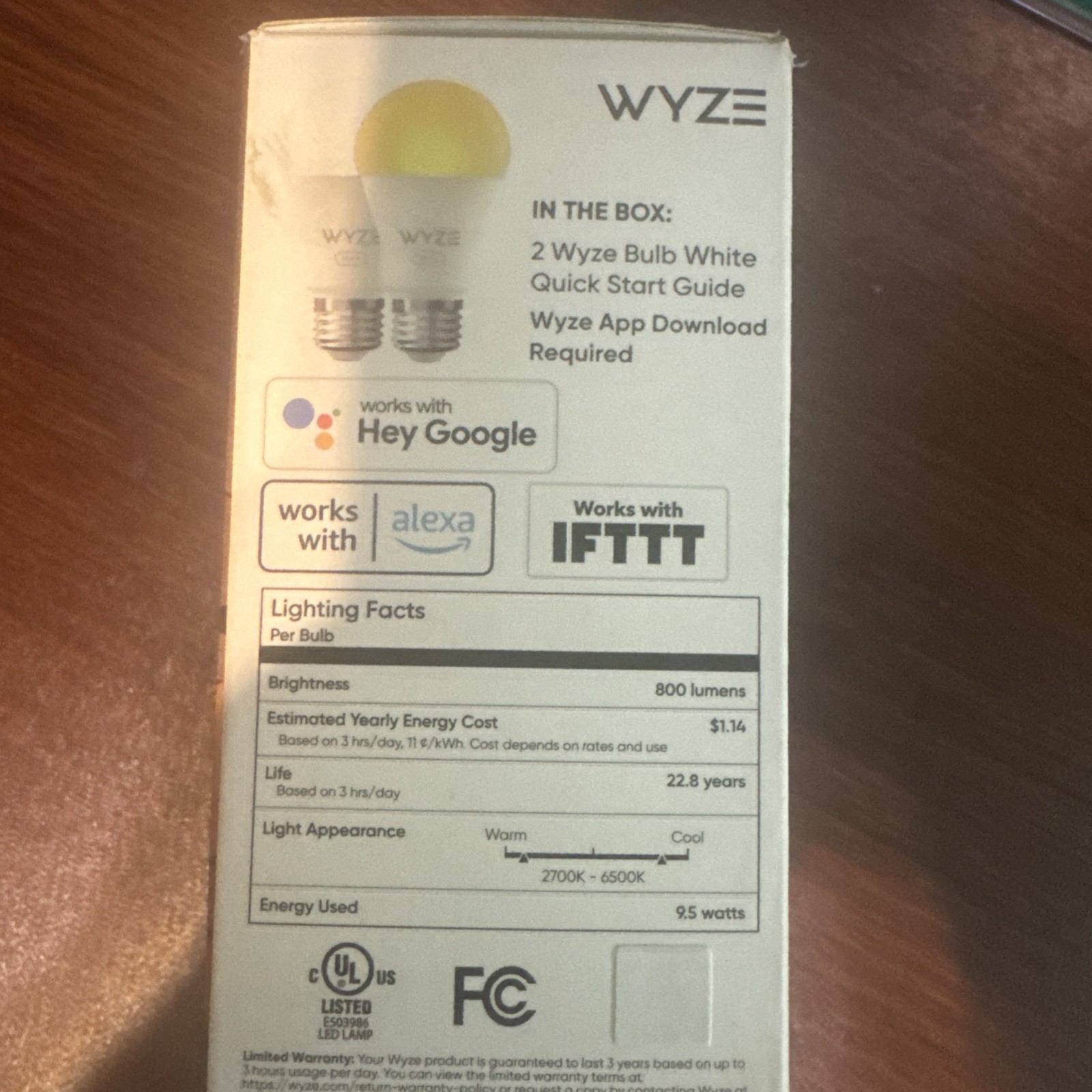 Wyze Bulb White Dimmable 2-pack 800 Lumens LED Light Bulb Brand New In Box