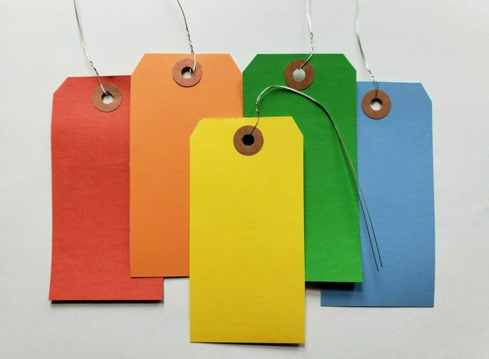 Large Size #5 Wired Tags 4 3/4" x 2 3/8" Colored Manila Shipping 100 200 300 500