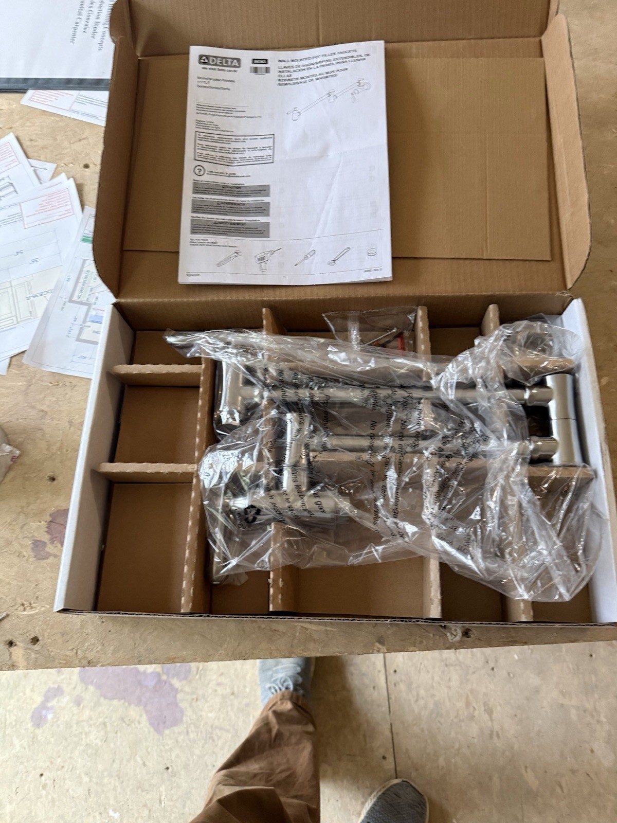 Delta 1177LF-AR Wall Mount Pot Filler Faucet Swing Arm Arctic Stainless