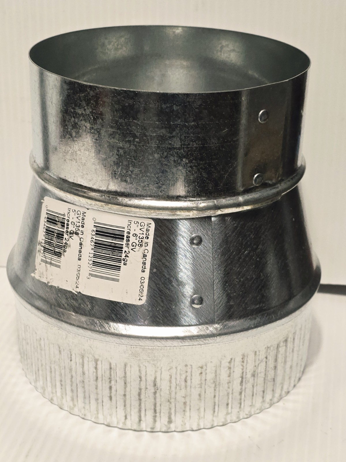 Imperial GV1358 Galvanized 24 ga. Steel Furnace Pipe INCREASER 5"-6" Dia.