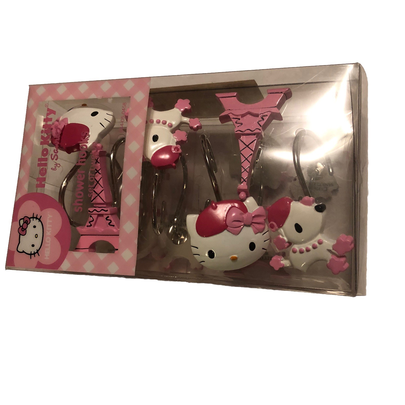 Sanrio Hello Kitty Bonjour Paris Eiffel Tower Poodles Shower Curtain Hooks @C