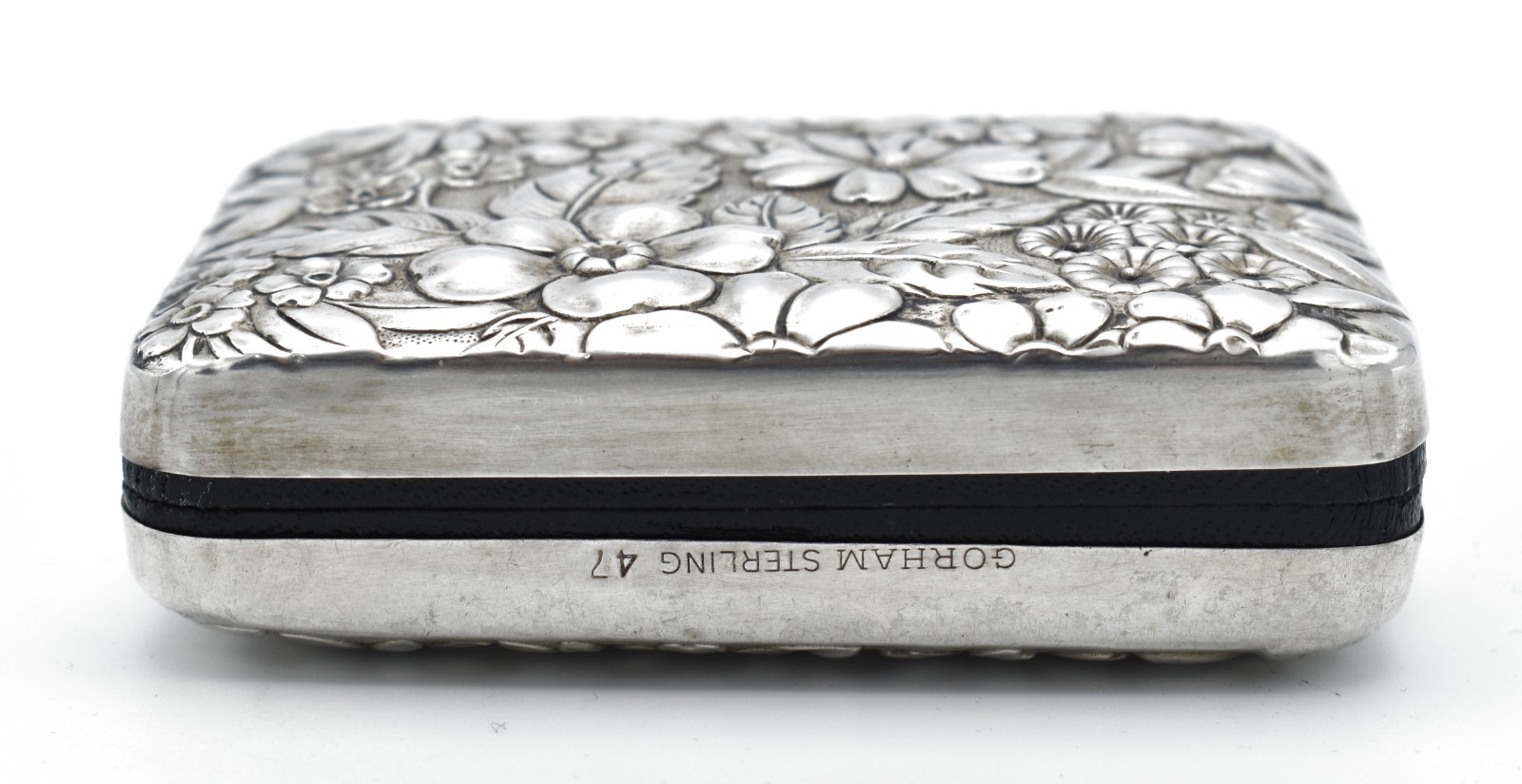 Vintage Gorham Sterling Silver Key Case Box 47 Floral Double Sided USA