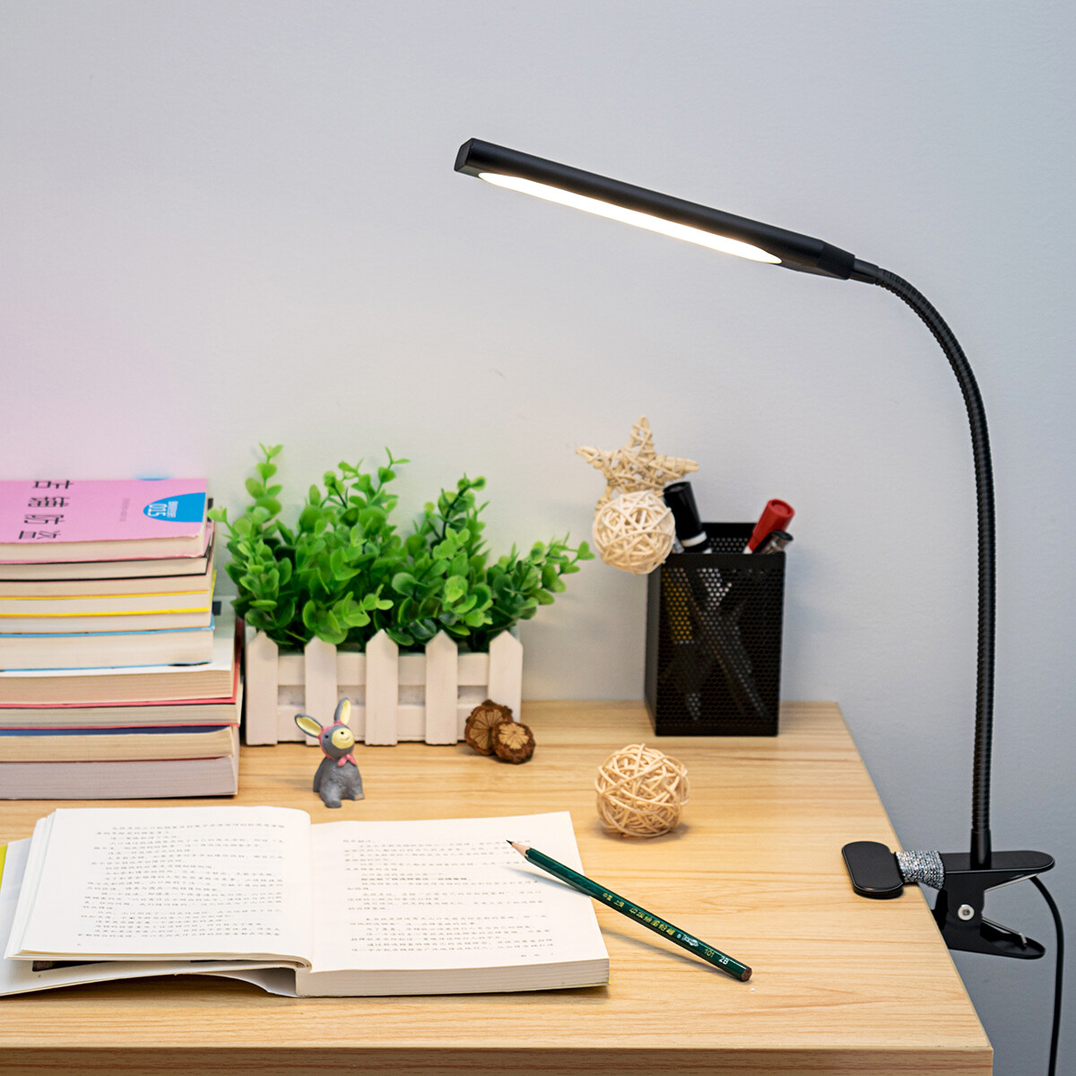 LED Desk Lamp Gooseneck Adjustable Lamp with Clamp Eye-Caring Reading Desk Light