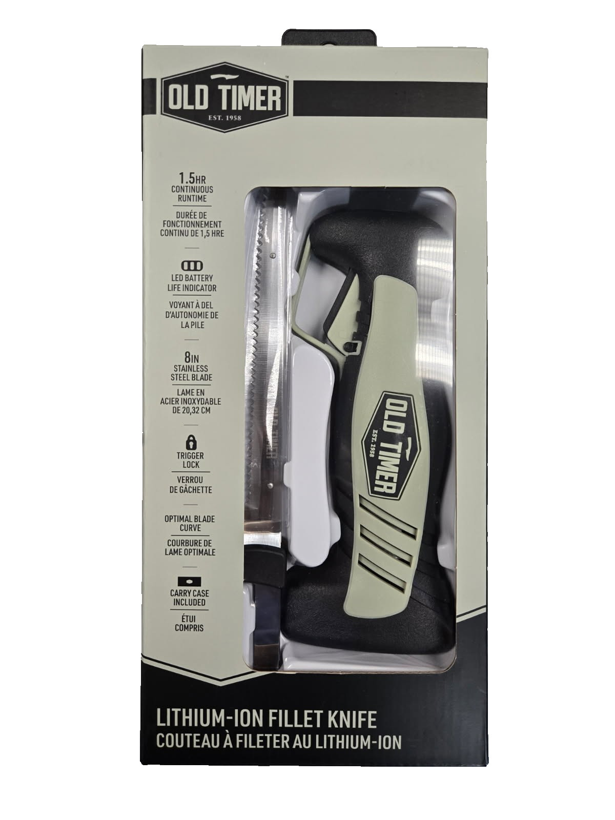 Old Timer Fillet Knife, Rechargeable Lithium Ion, Fixed Blade, 8 inch 1140756