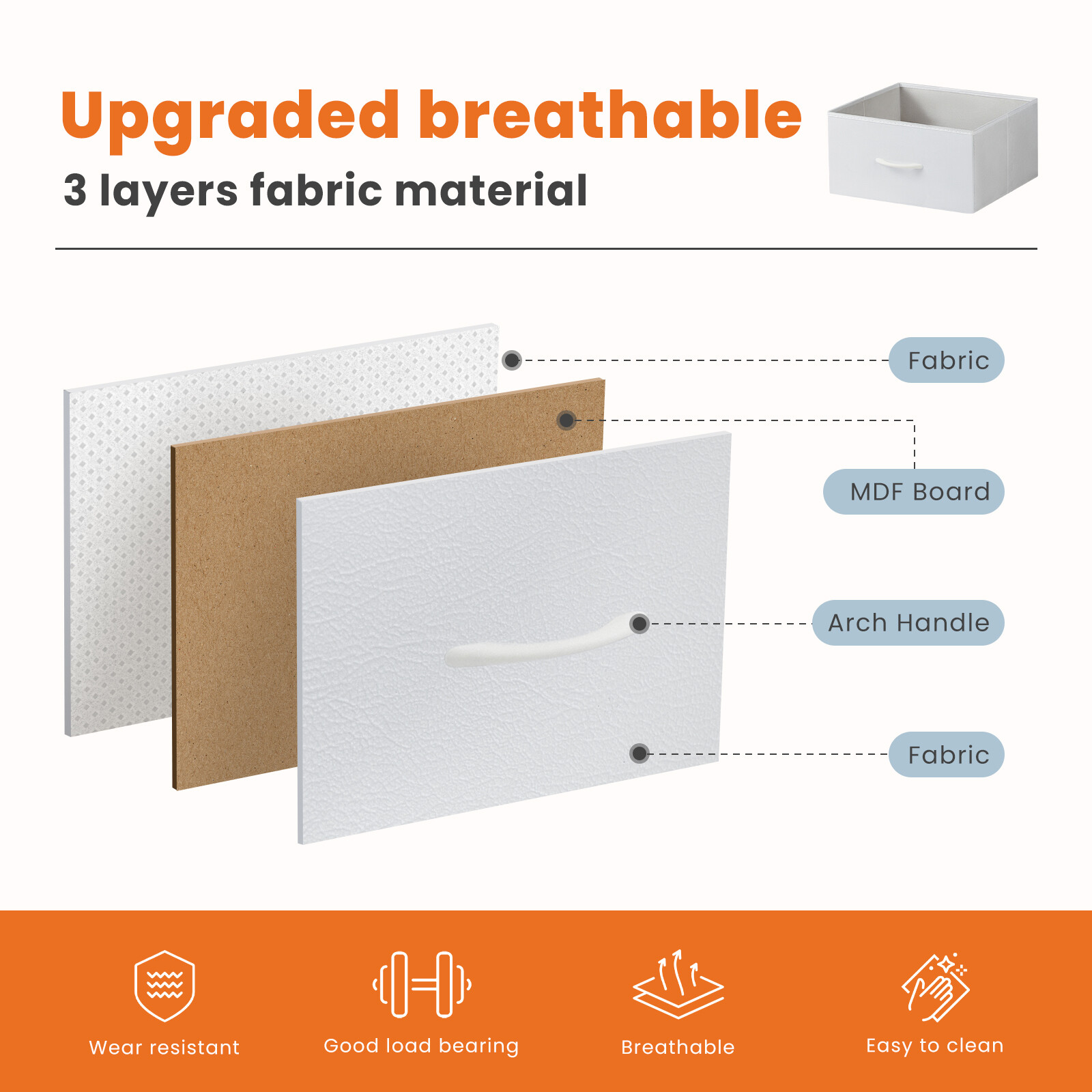 Skinny 4-Drawer Dresser - Fabric Storage Tower, Chest of Drawers for Bedroom