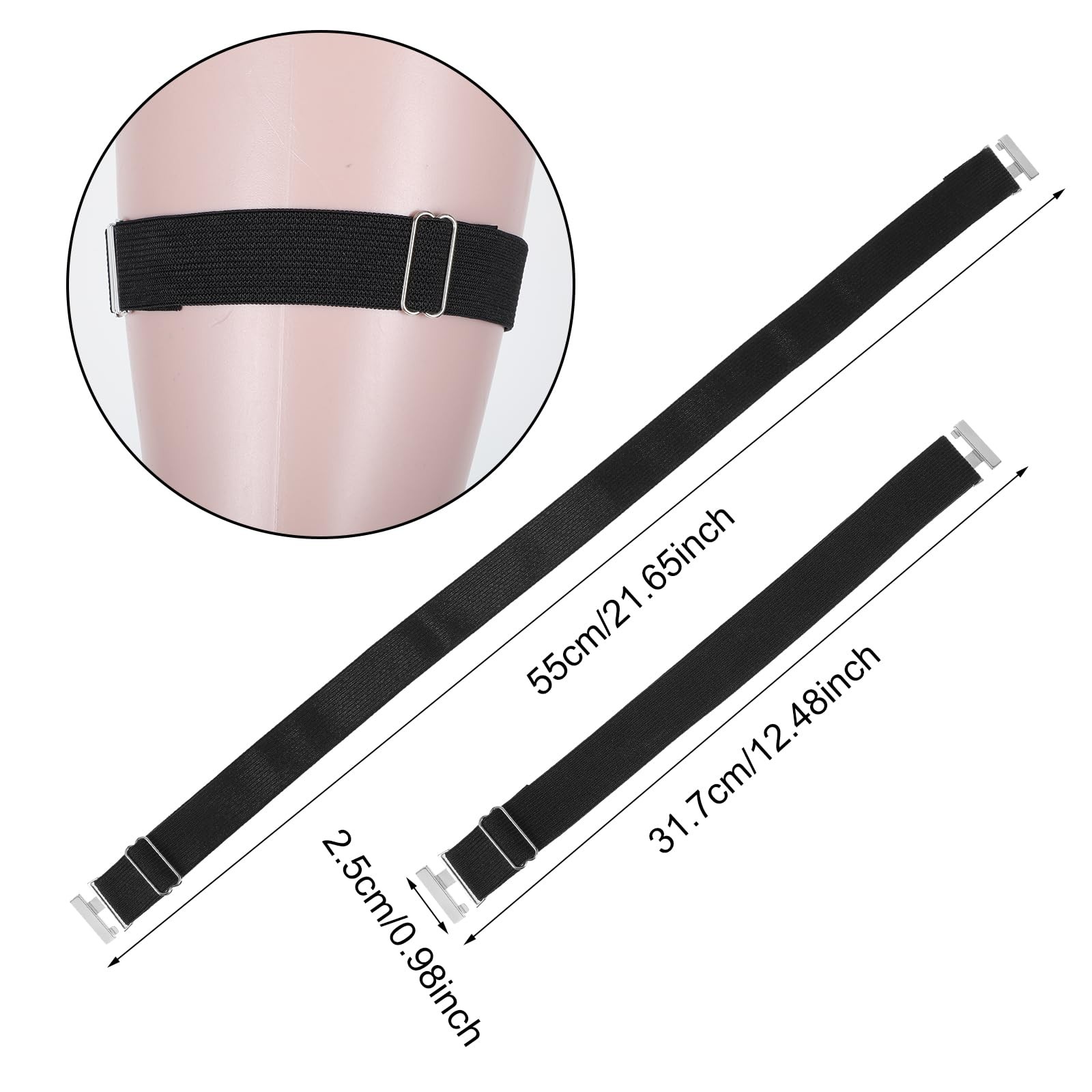 2PCS Plus Size Thigh Garter Belt Adjustable High Elastic Leg Garters Set