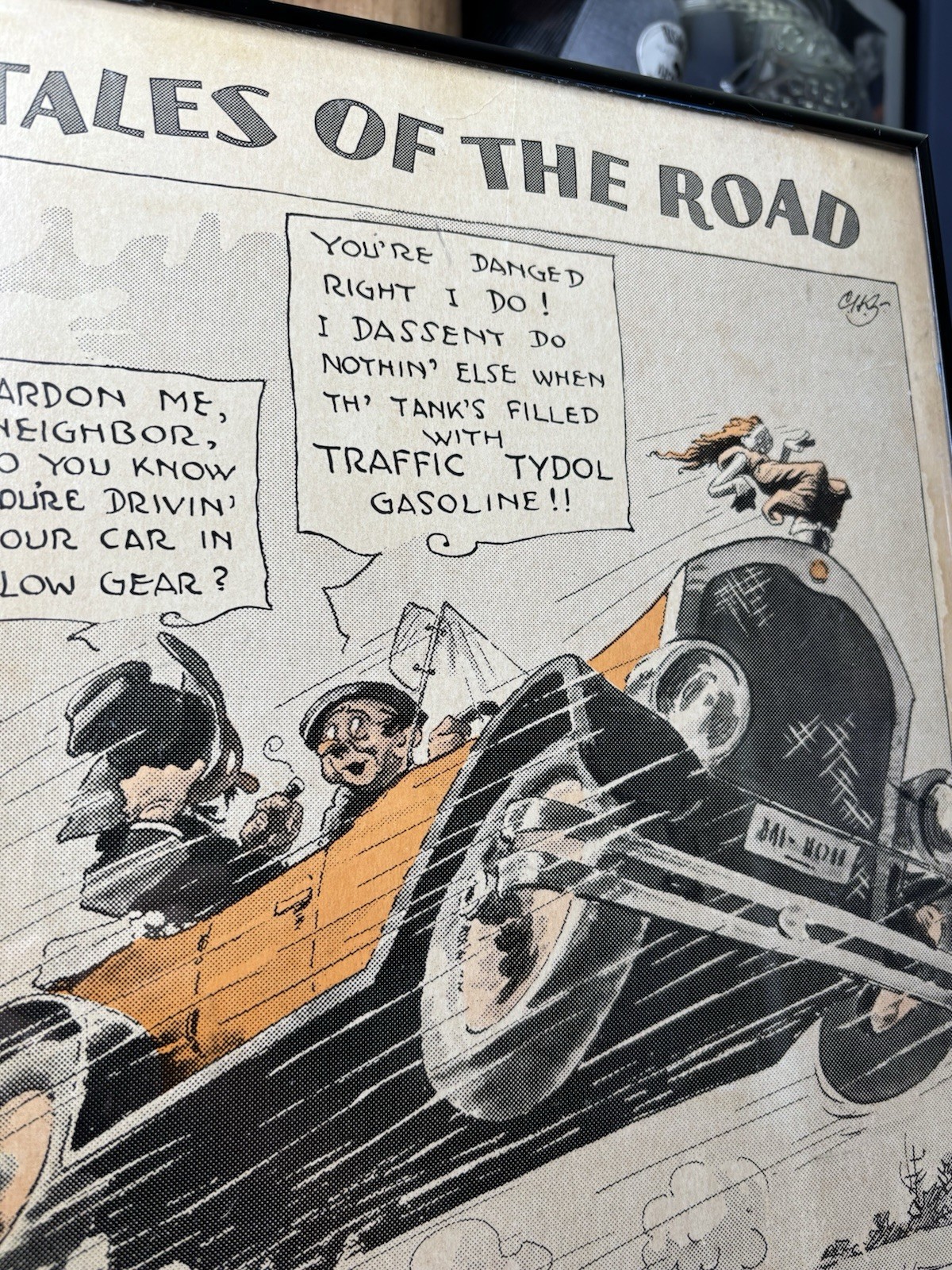 Antique Original Tydol Gasoline Oil Tales Of The Road Cardboard Sign Early Auto