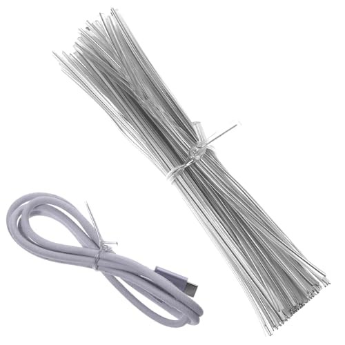 100-Piece 4-Inch Clear Metal Twist Ties for Cable and Cord